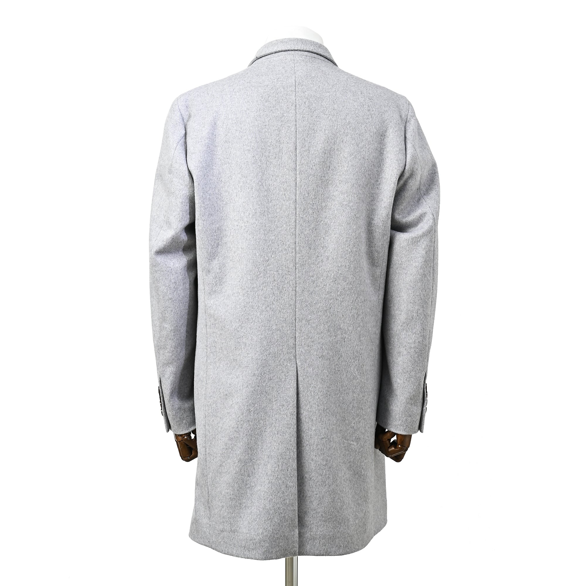 ウールカシミヤブレンド Super120'S スタンドカラーコート ミディアムグレー W-601-B