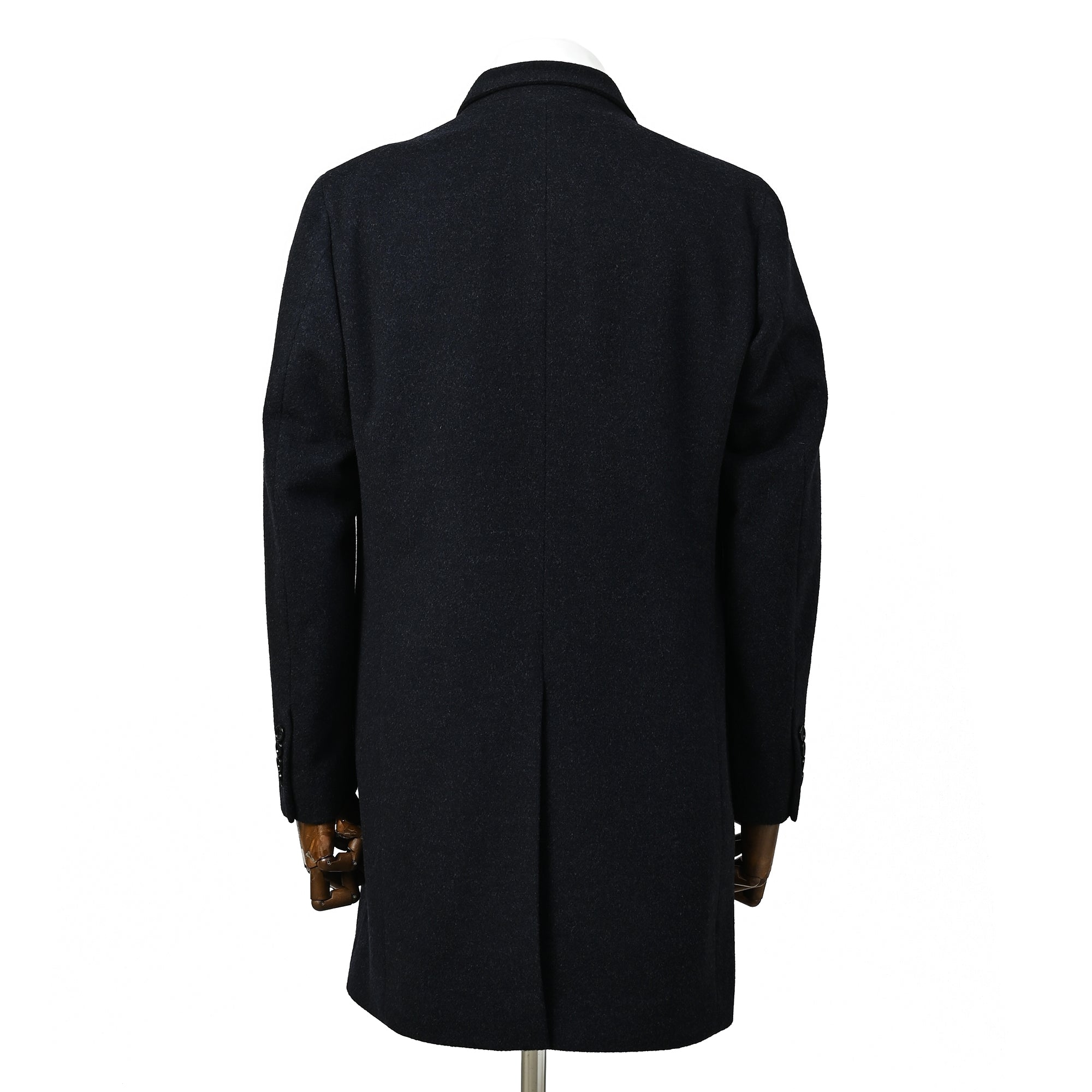 ウールカシミヤブレンド Super120'S スタンドカラーコート ダークネイビー W-602-D