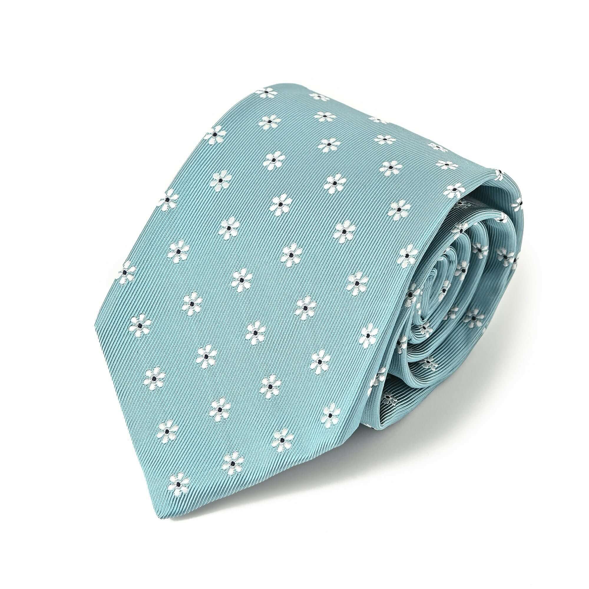 小紋柄 シルク ネクタイライトブルー