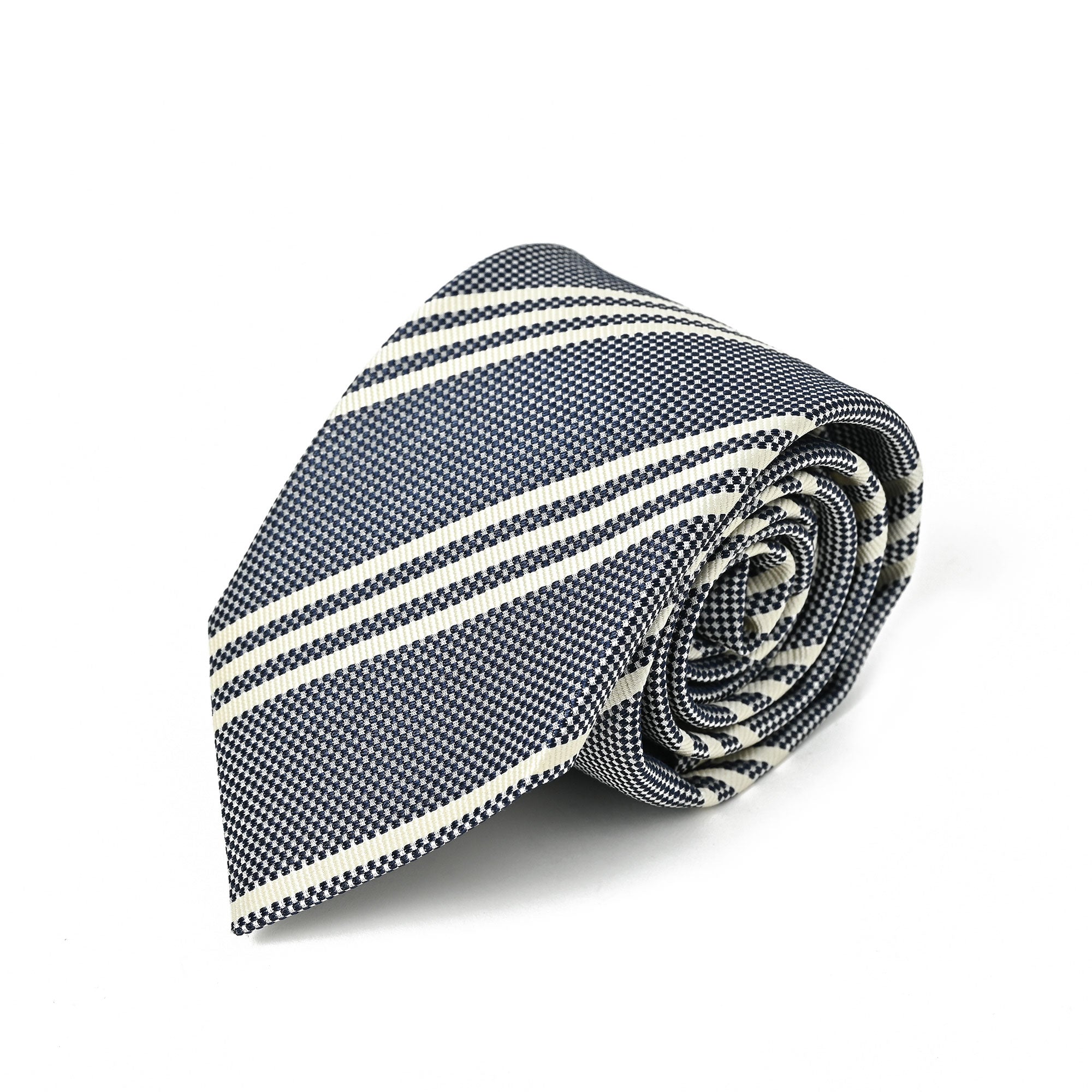 レジメンタル ストライプ シルク ネクタイ グレー