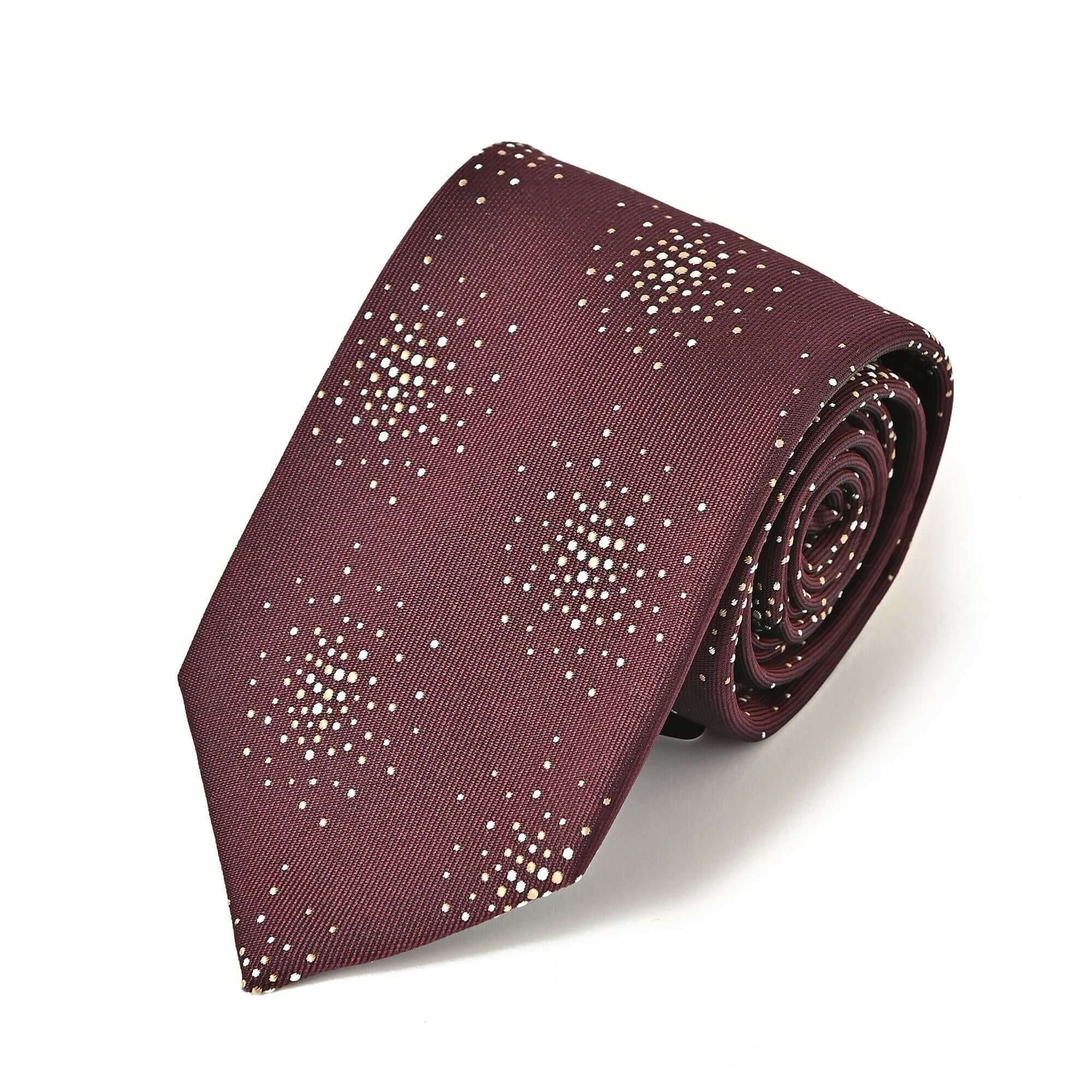 デザイン柄 シルク ネクタイワインレッド