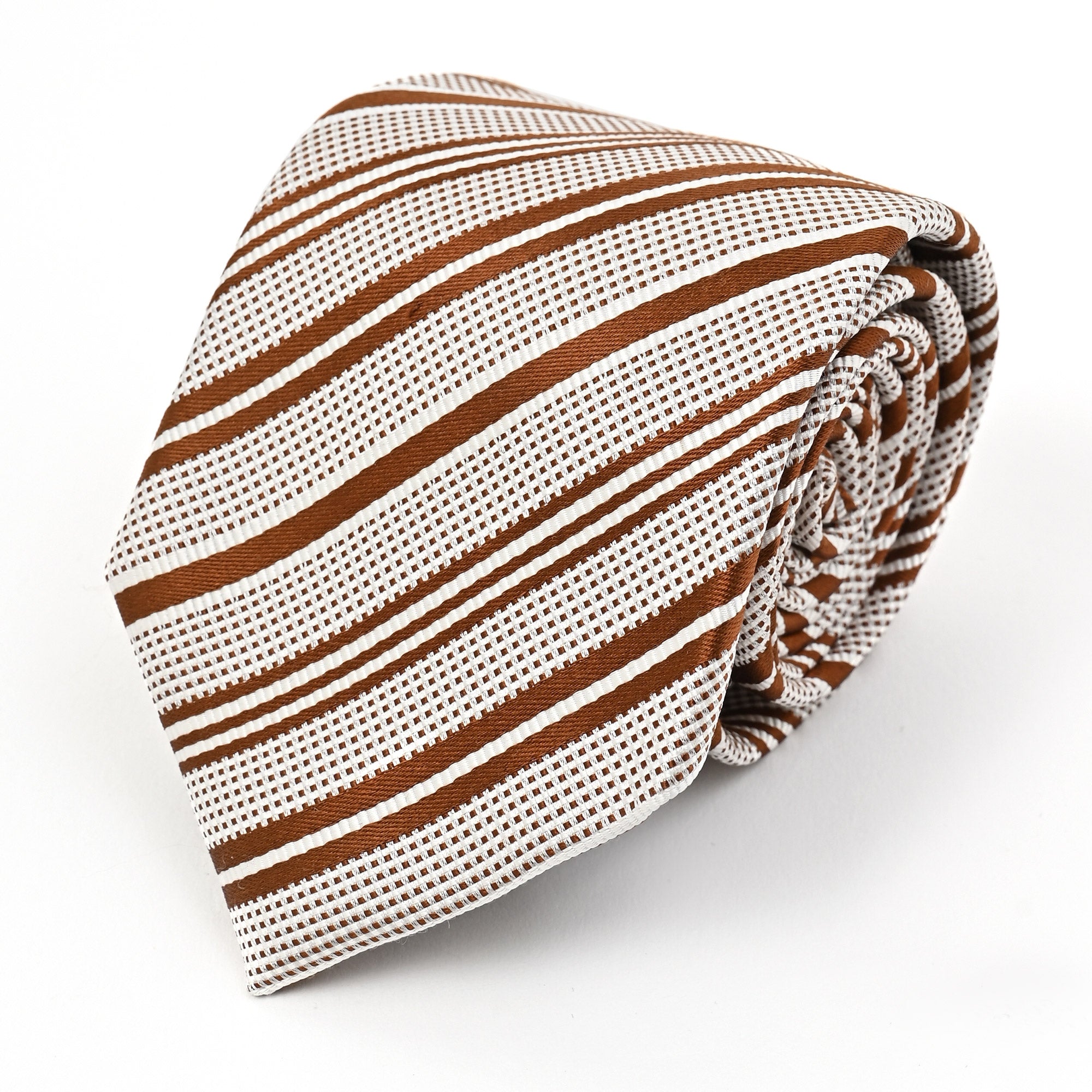 レジメンタル ストライプ シルク ネクタイ / ブラウンホワイト