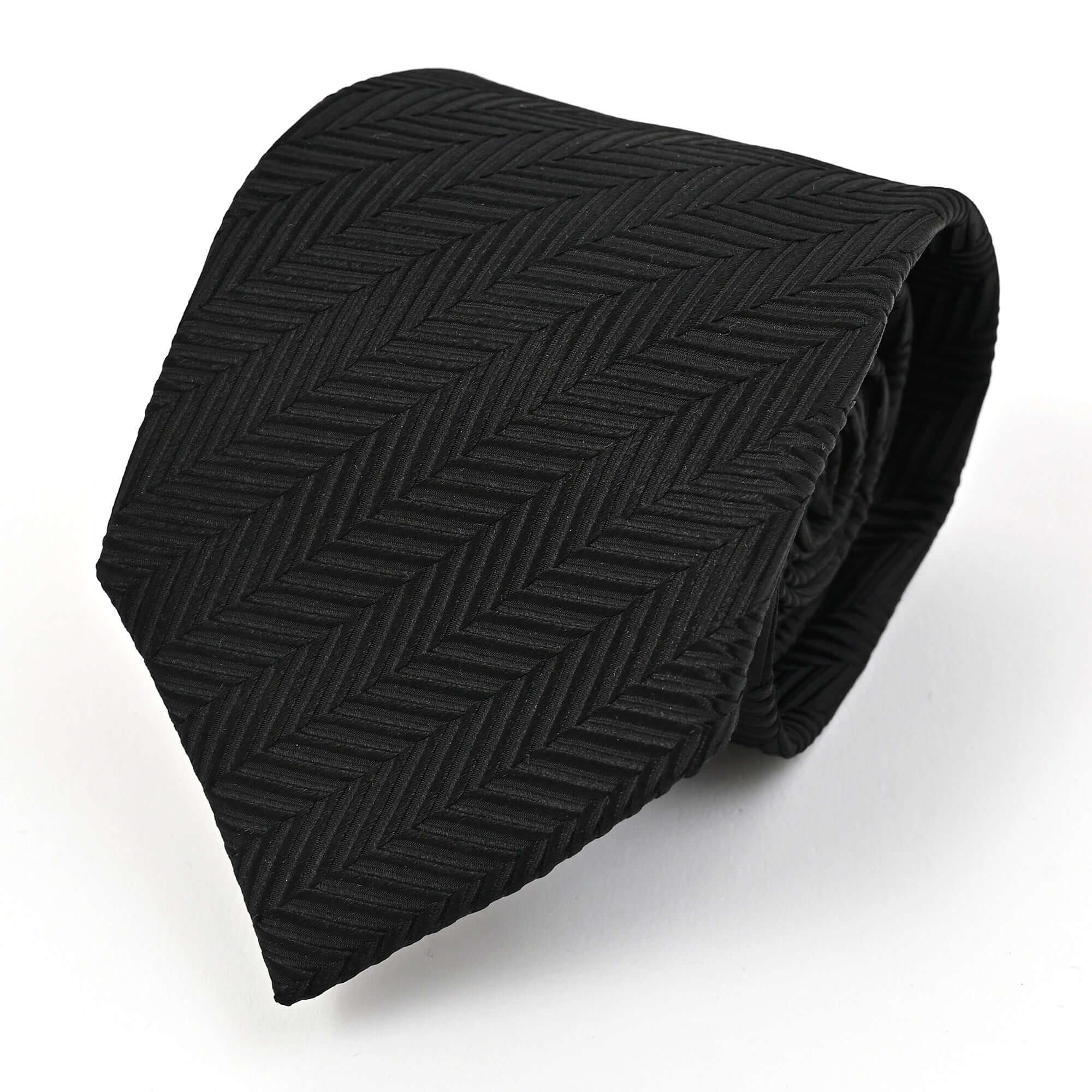 ヘリンボーン シルク ネクタイブラック