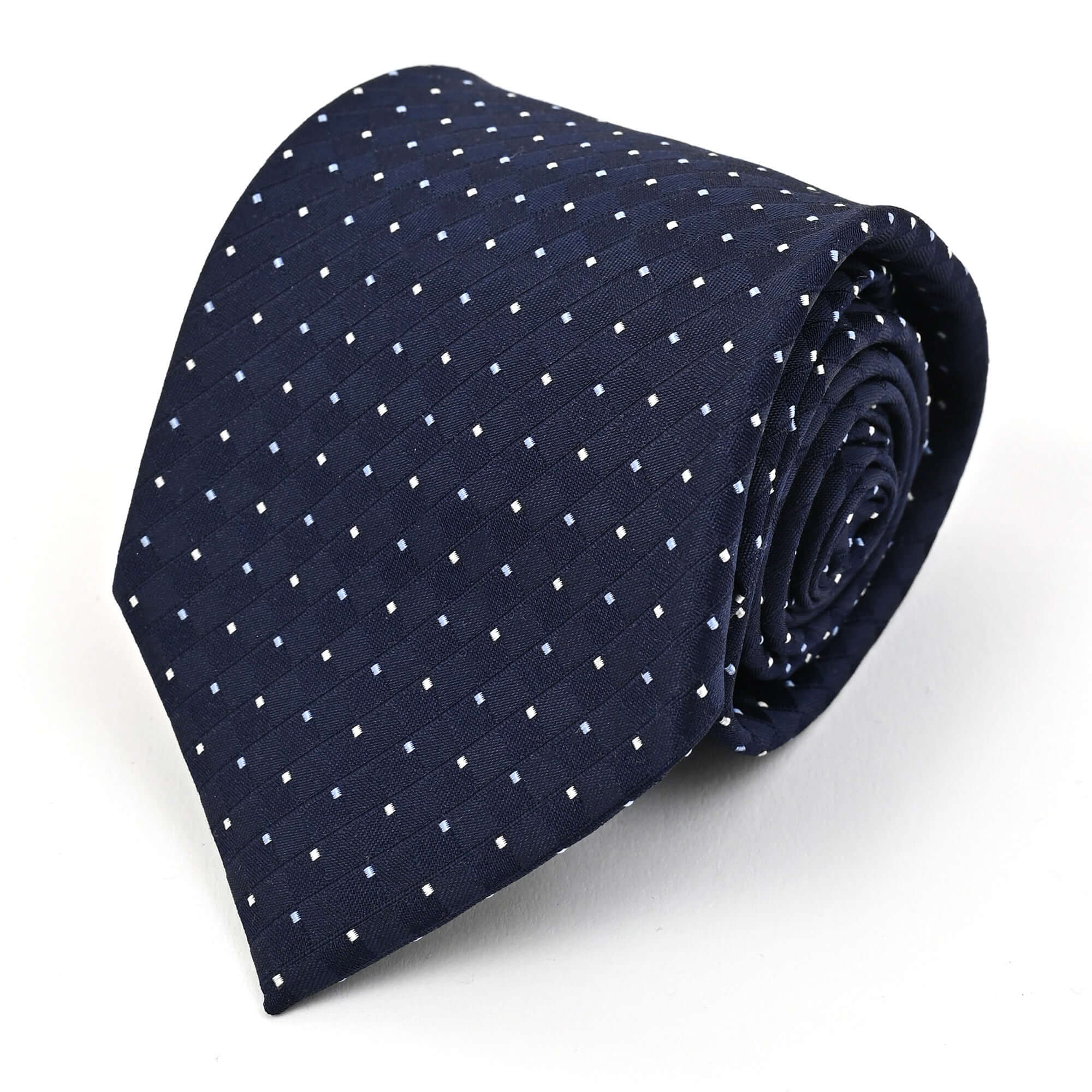 ドット柄 シルク ネクタイネイビー ホワイトドット