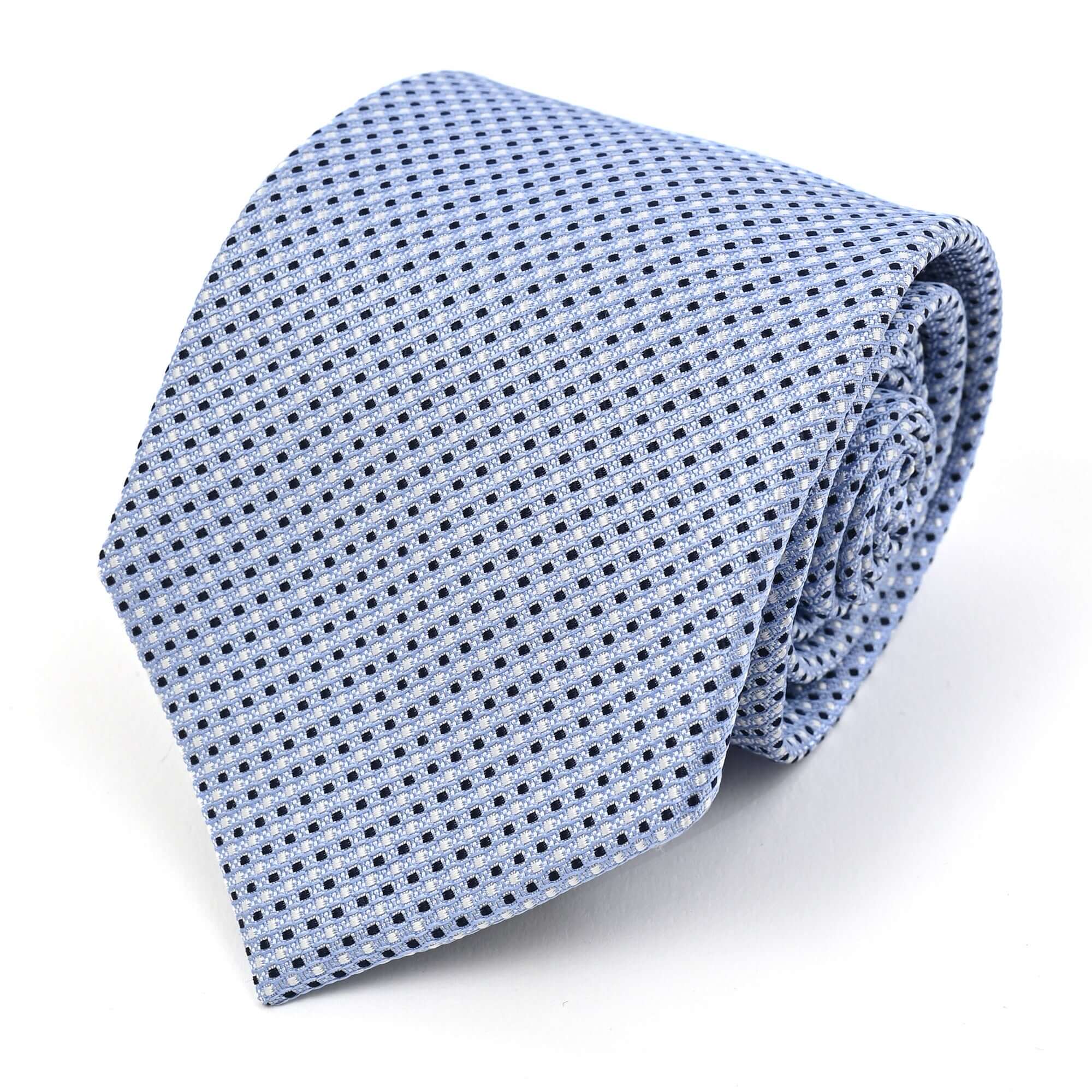 小紋柄 シルク ネクタイライトブルー メッシュドット