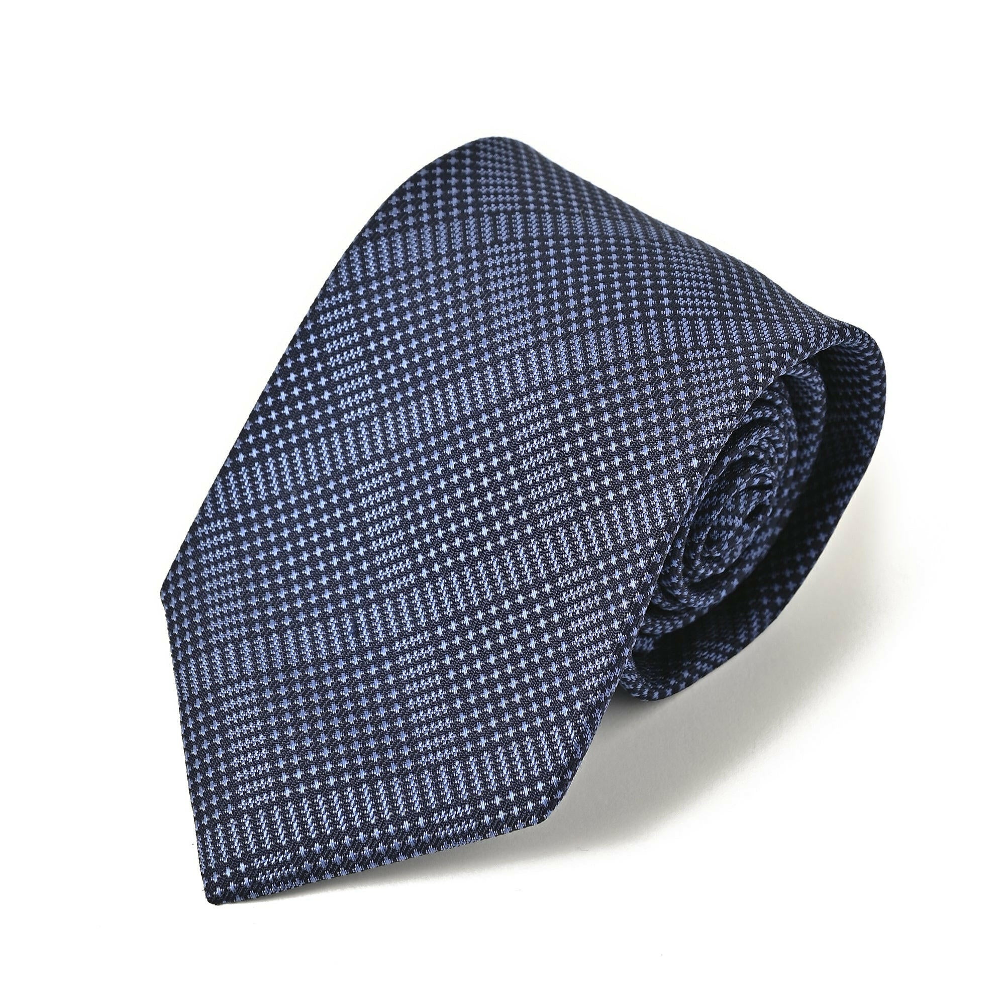 チェック シルク ネクタイ / ネイビー.