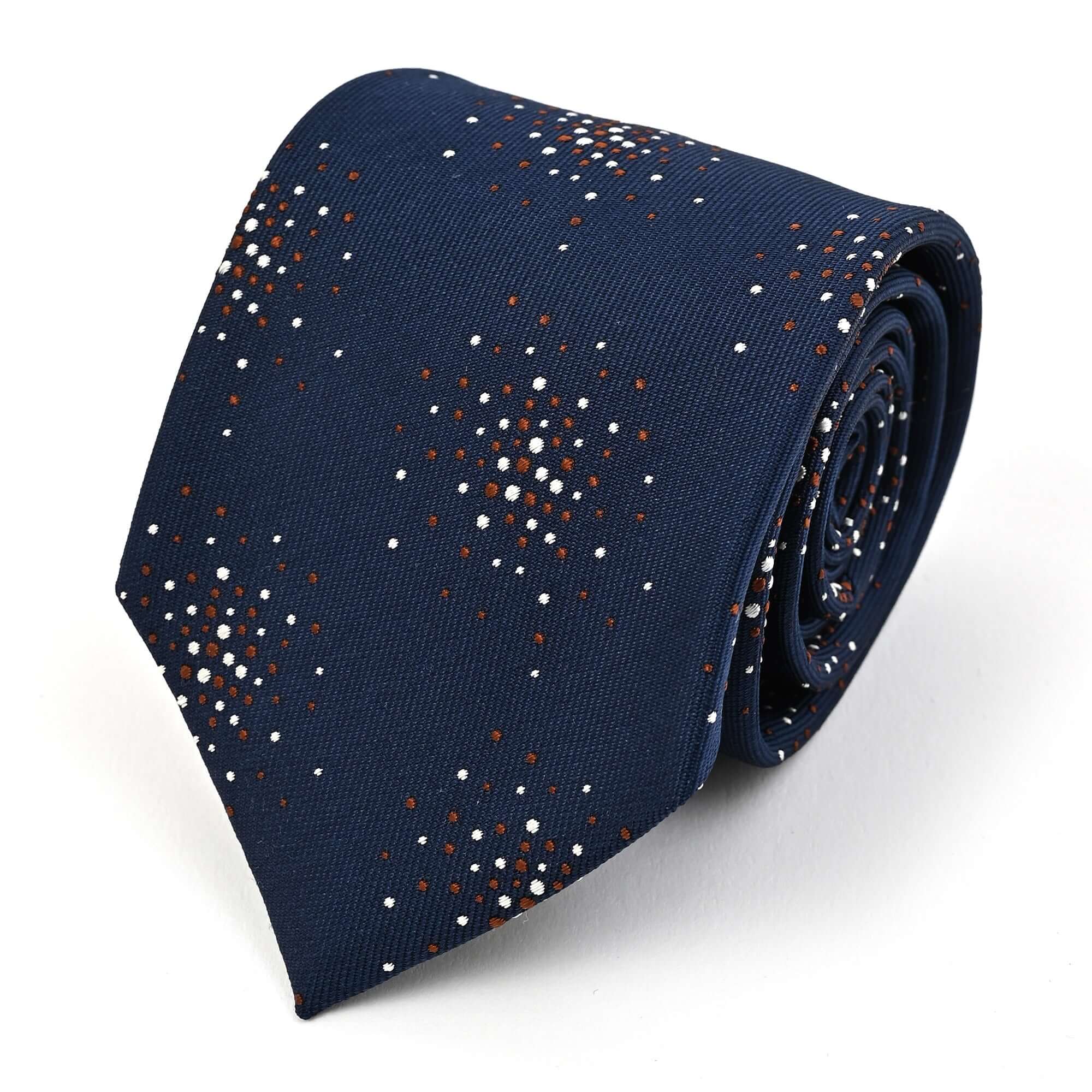 ドット柄 シルク ネクタイネイビー スプリンクルドット