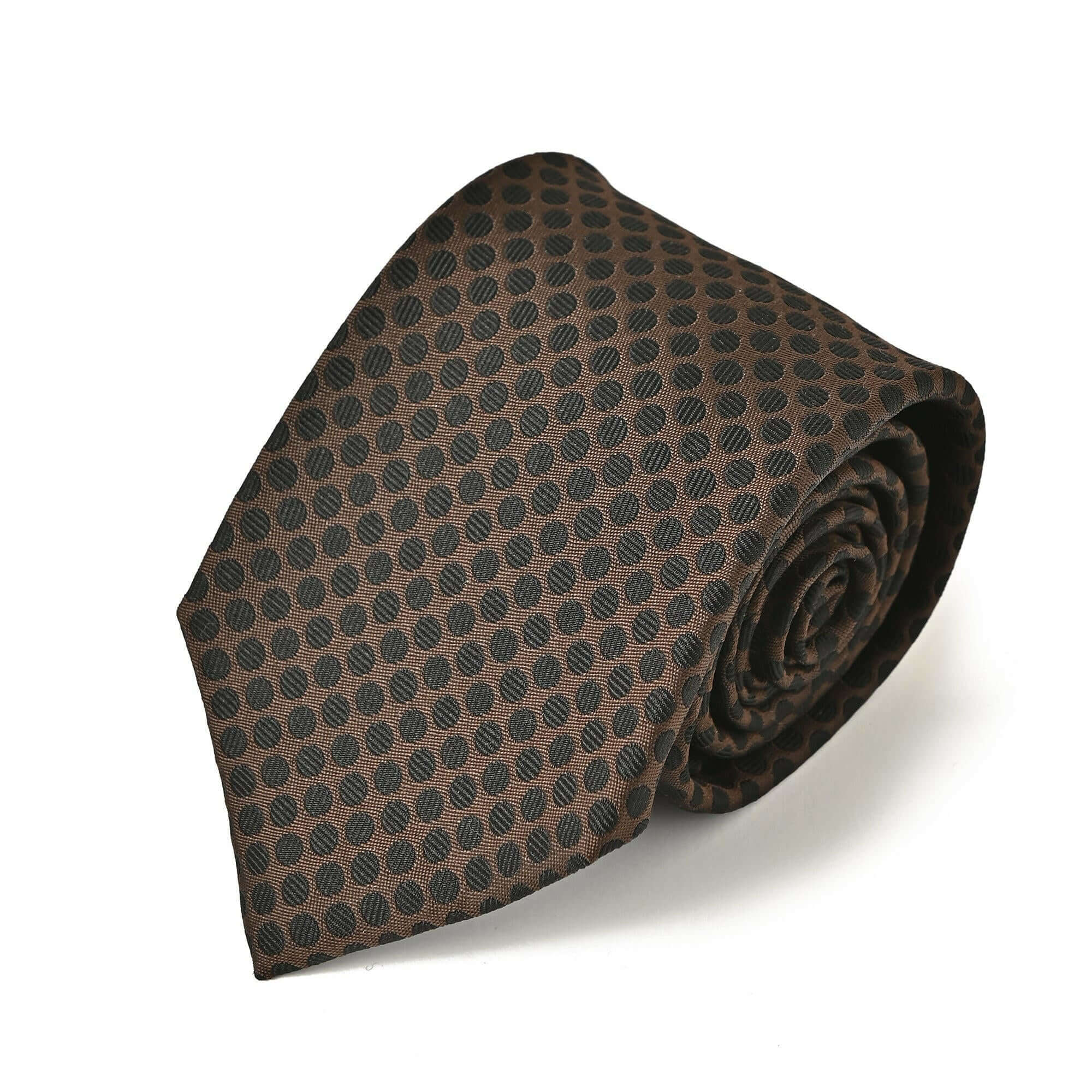 ドット柄 シルク ネクタイブラウン