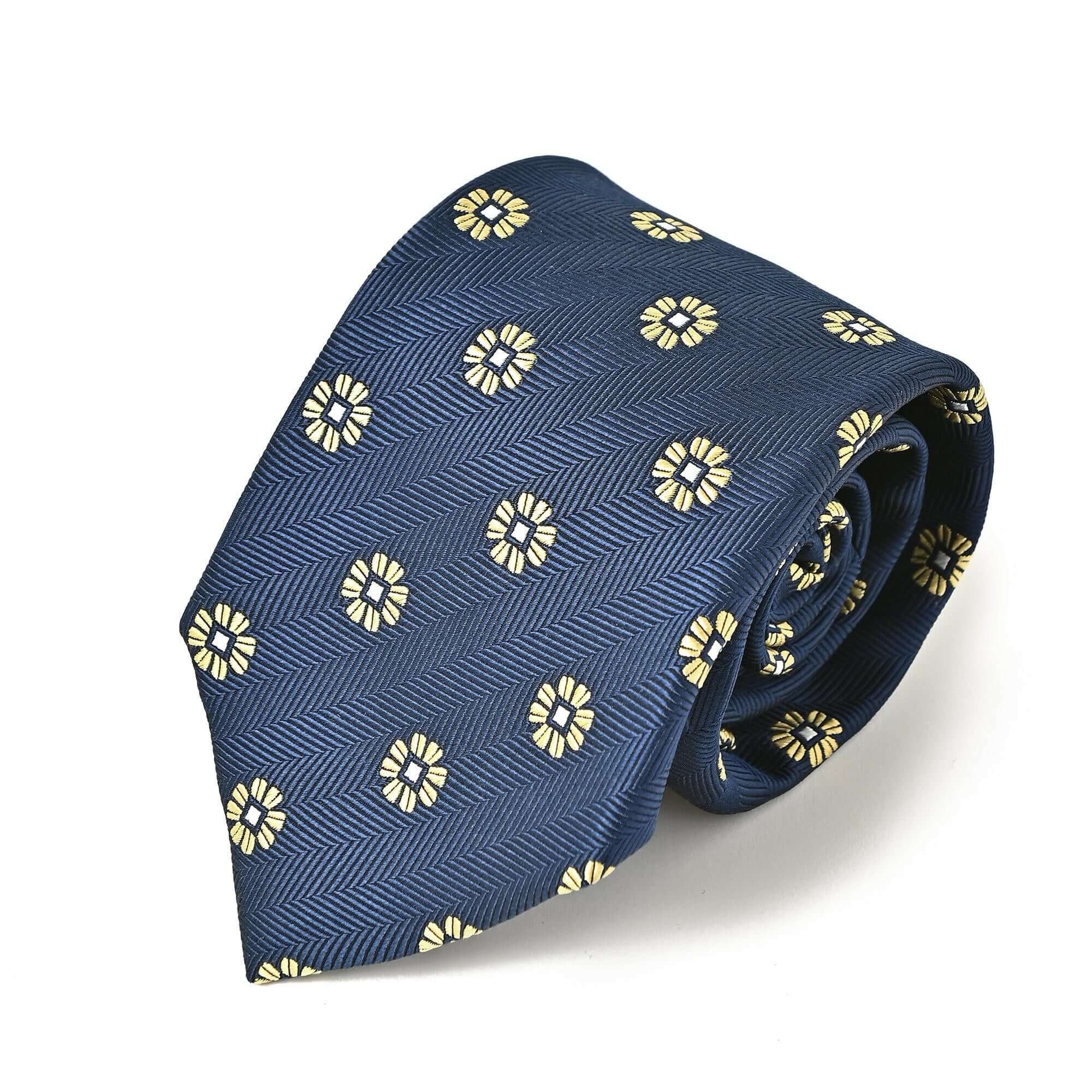 小紋柄 シルク ネクタイネイビー