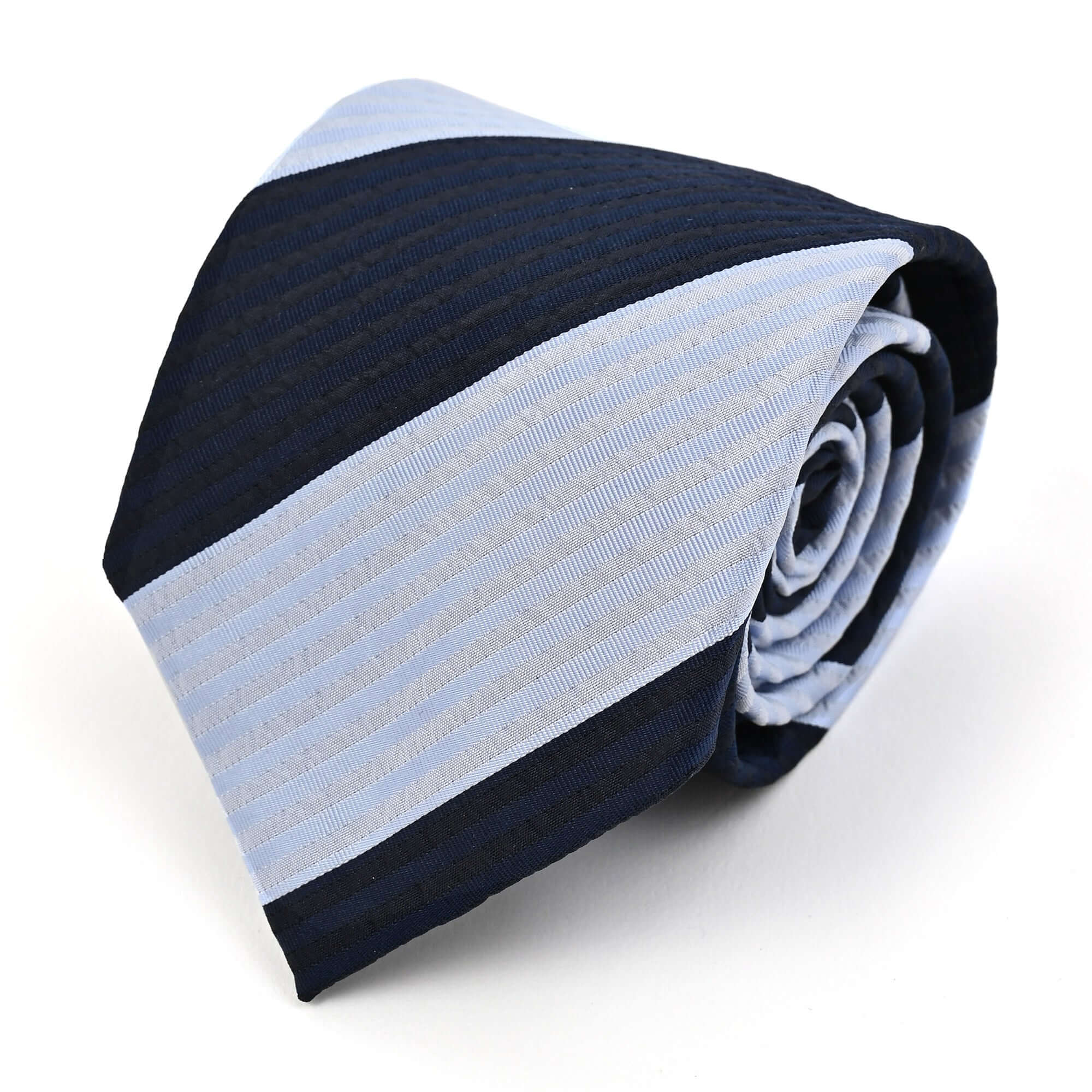 レジメンタル ストライプ シルク ネクタイネイビー サックスボーダー
