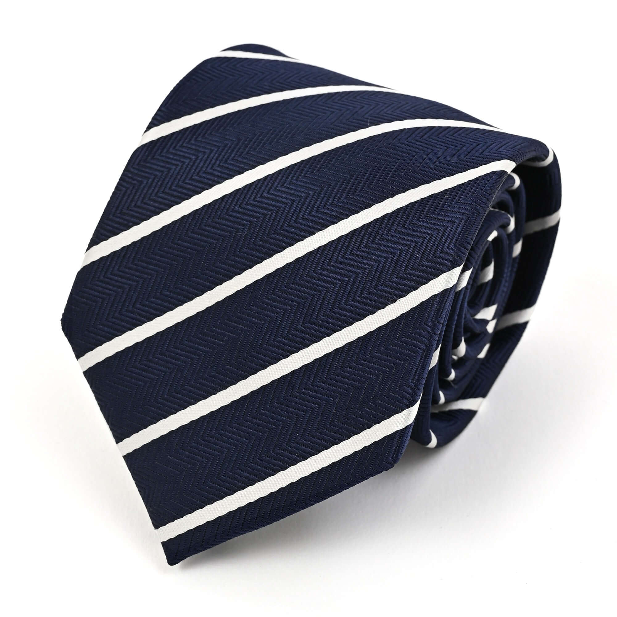 レジメンタル ストライプ シルク ネクタイネイビー ホワイトライン