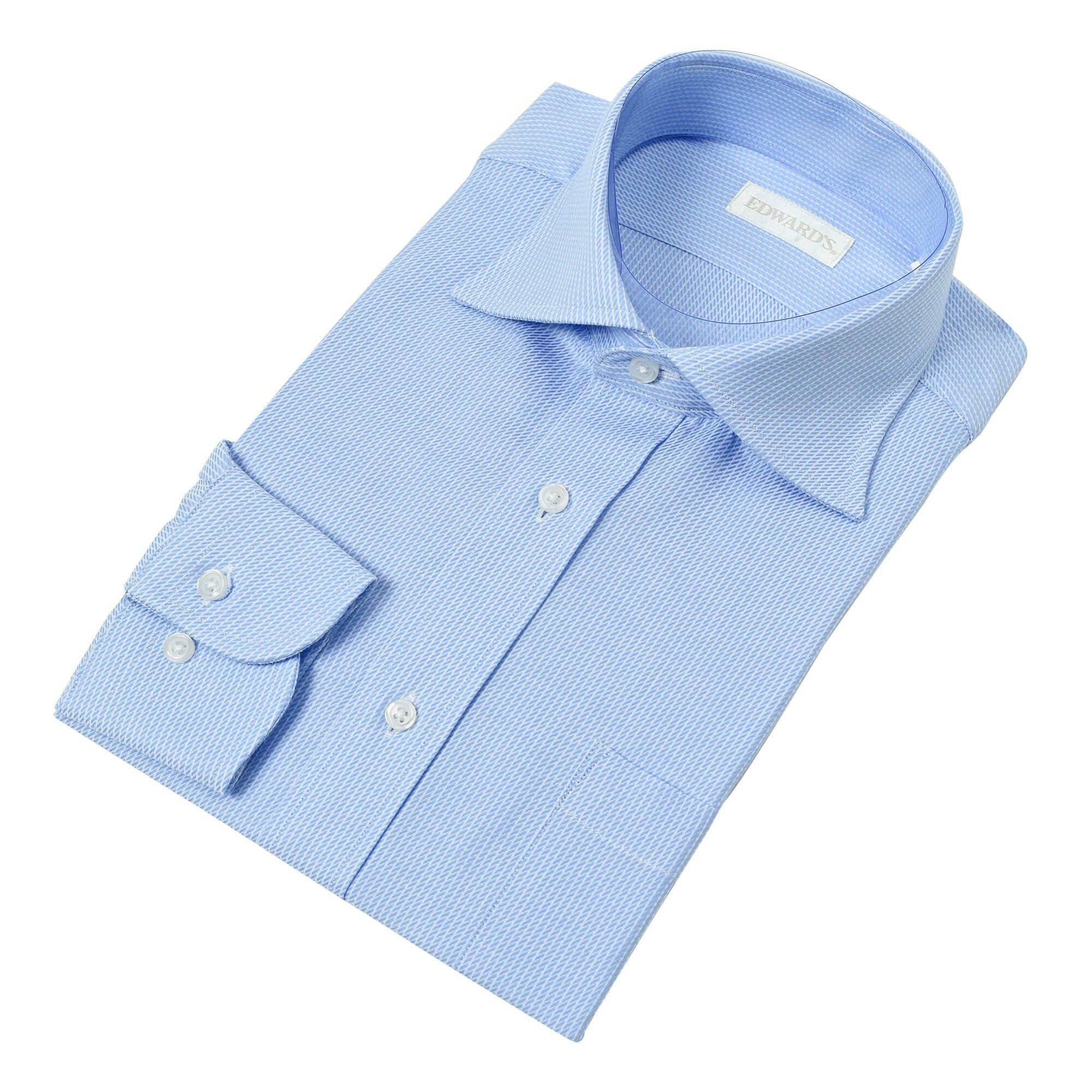 イージーケア(形態安定加工)WRINKLE FREE セミワイドカラードレス シャツ / サックスブルー / M,L,LL.