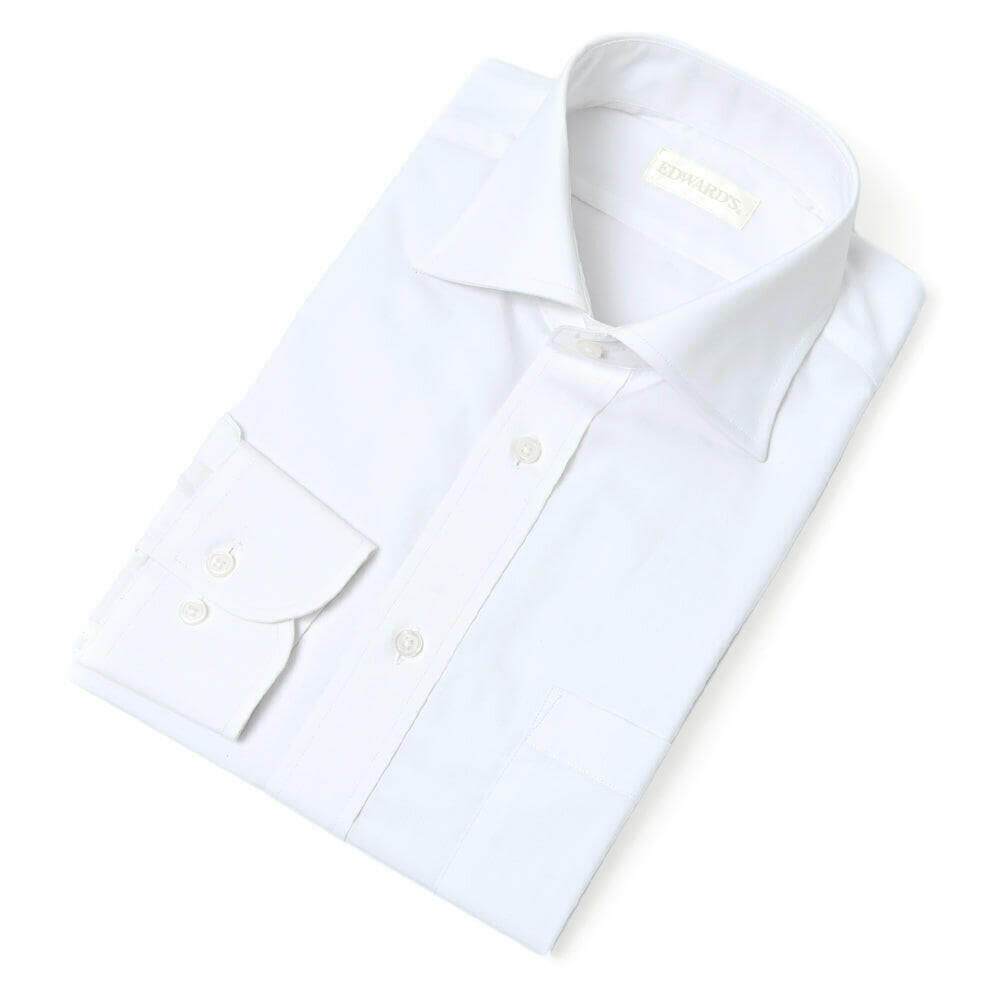 セミワイドカラー ドレス シャツ (140番双糸) ホワイト D-900-Y