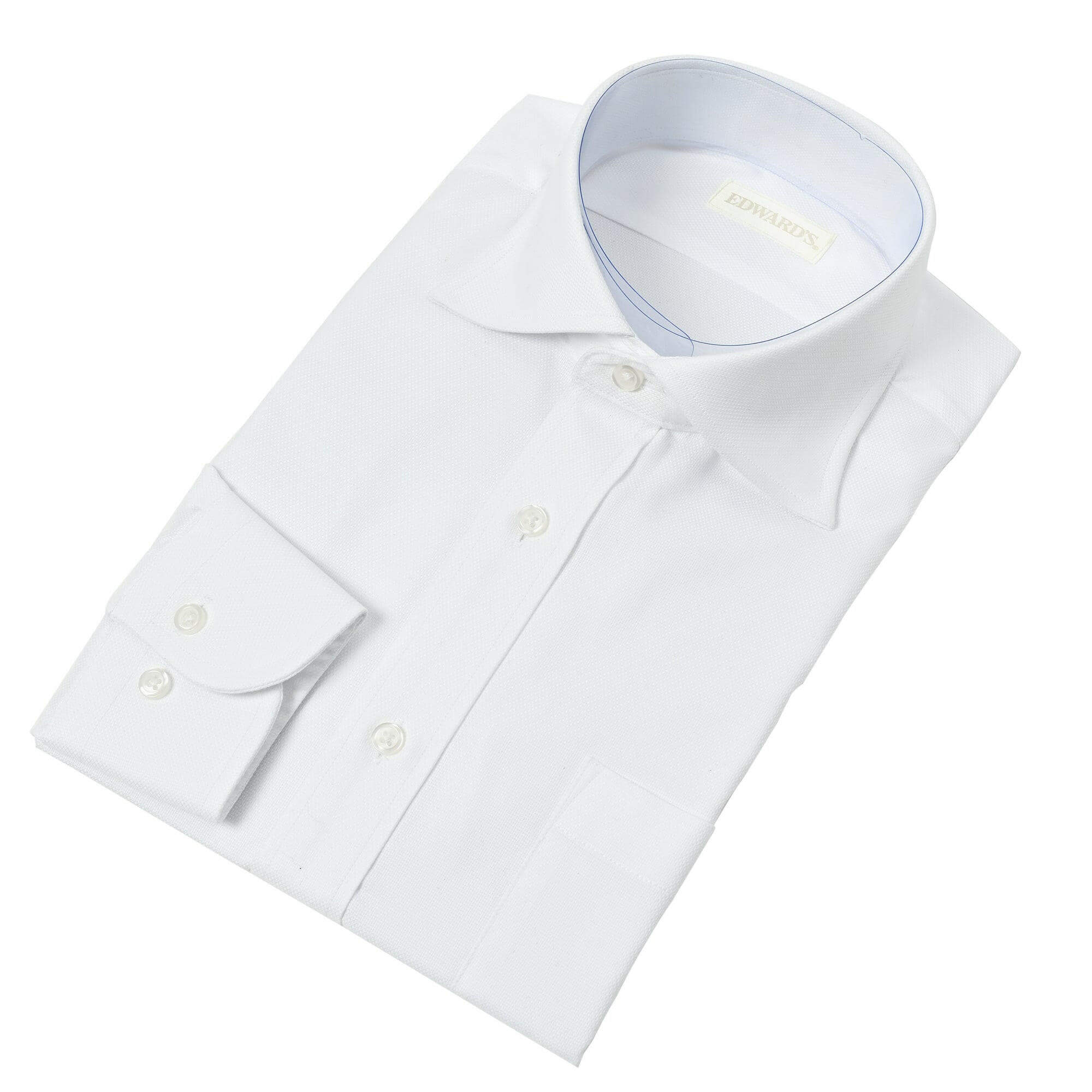 イージーケア(形態安定加工)WRINKLE FREE セミワイドカラー メッシュドビー ドレス シャツ ホワイト DS-101-Y