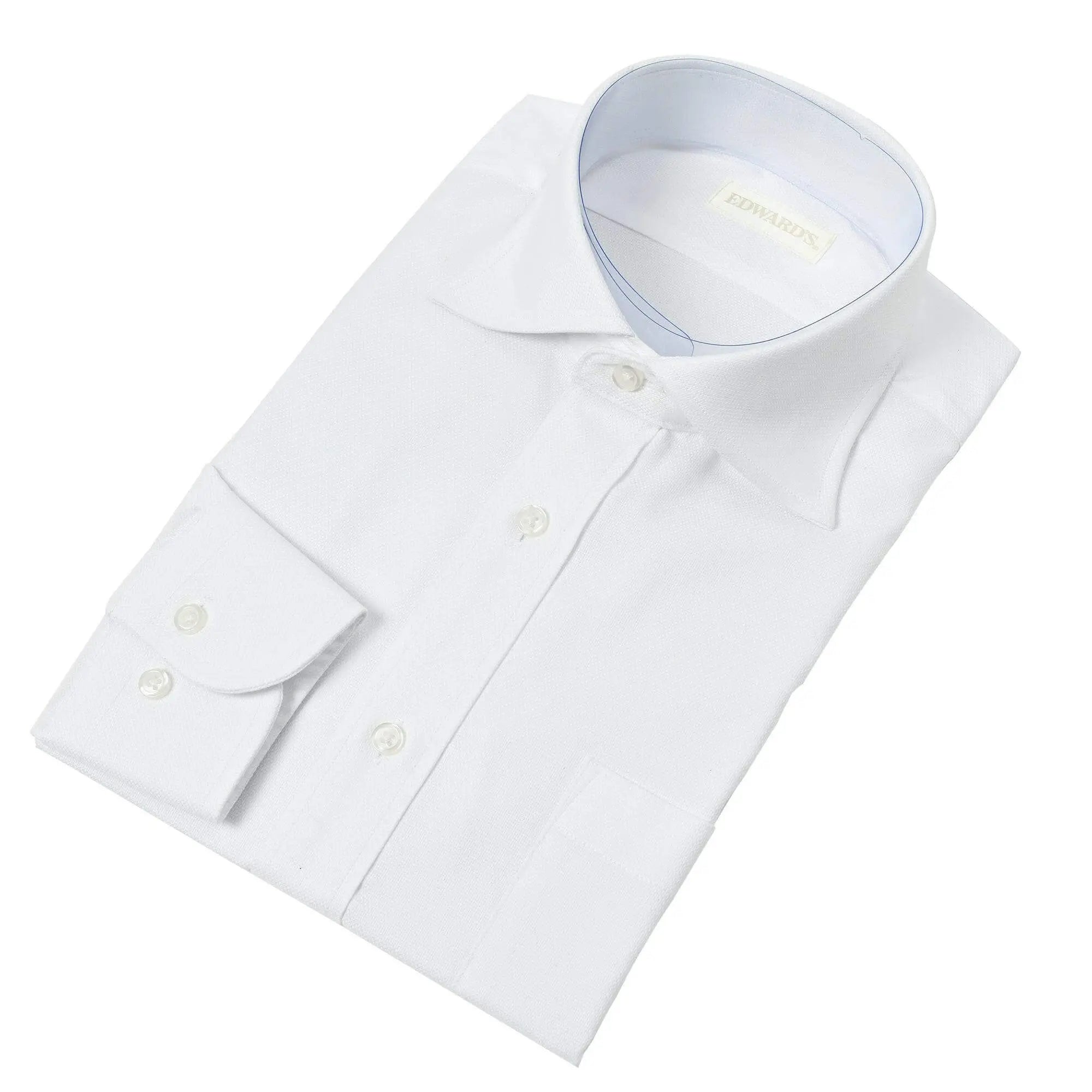 イージーケア(形態安定加工)WRINKLE FREE セミワイドカラー メッシュドビー ドレス シャツ ホワイト DS-101-Y