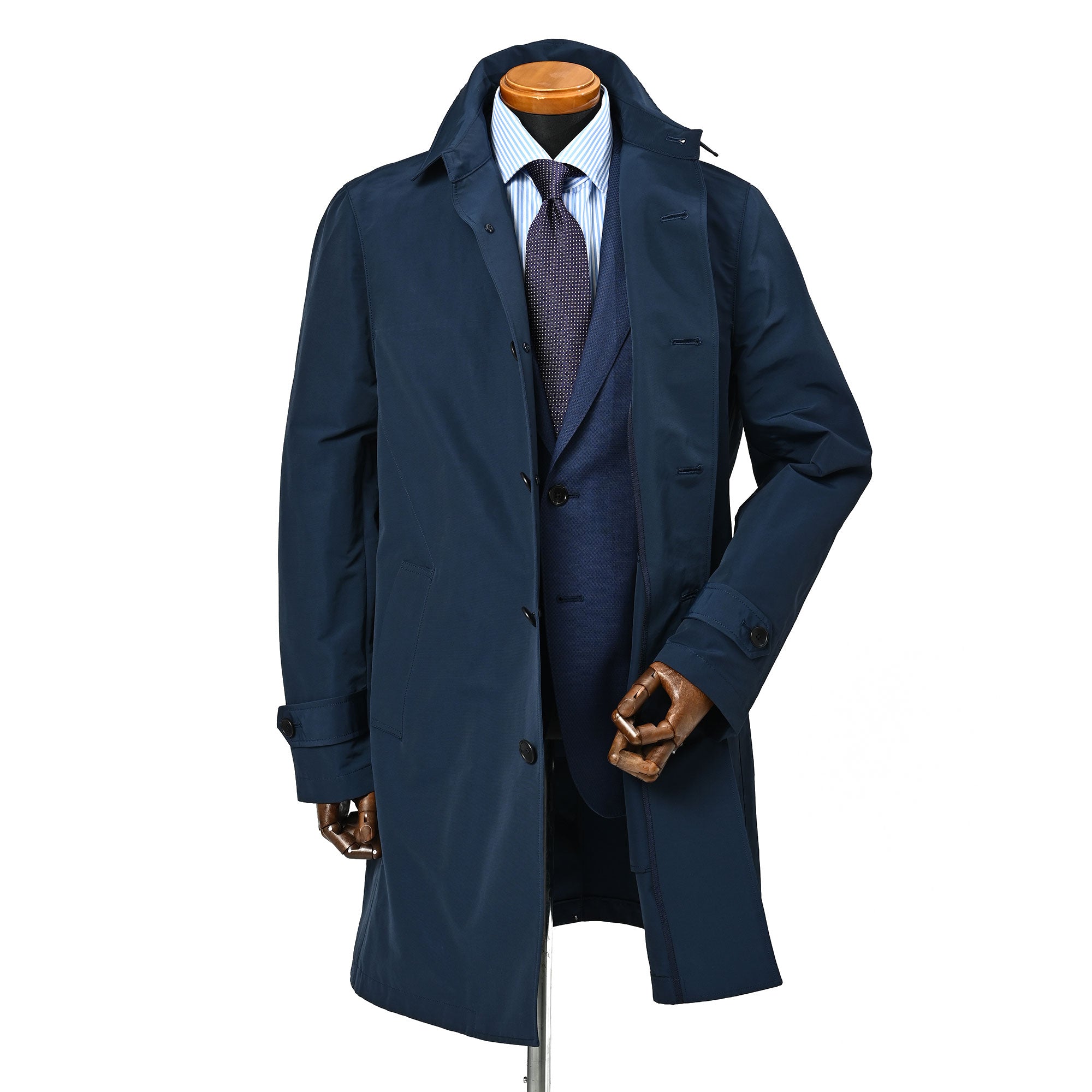 ステンカラー 撥水 スプリングコート ダークネイビー C-700-D