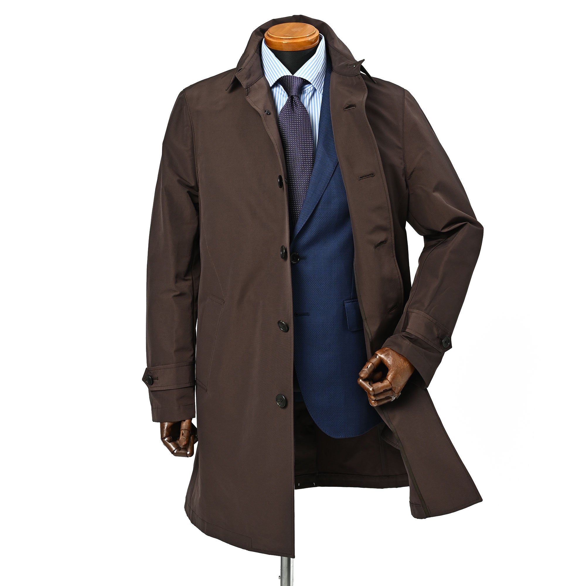 ステンカラー 撥水 スプリングコート ダークブラウン C-700-G