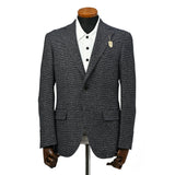 尾州 ウール リネン シルク カラミ織 ストレッチ ジャケット / ブルー / AB体.