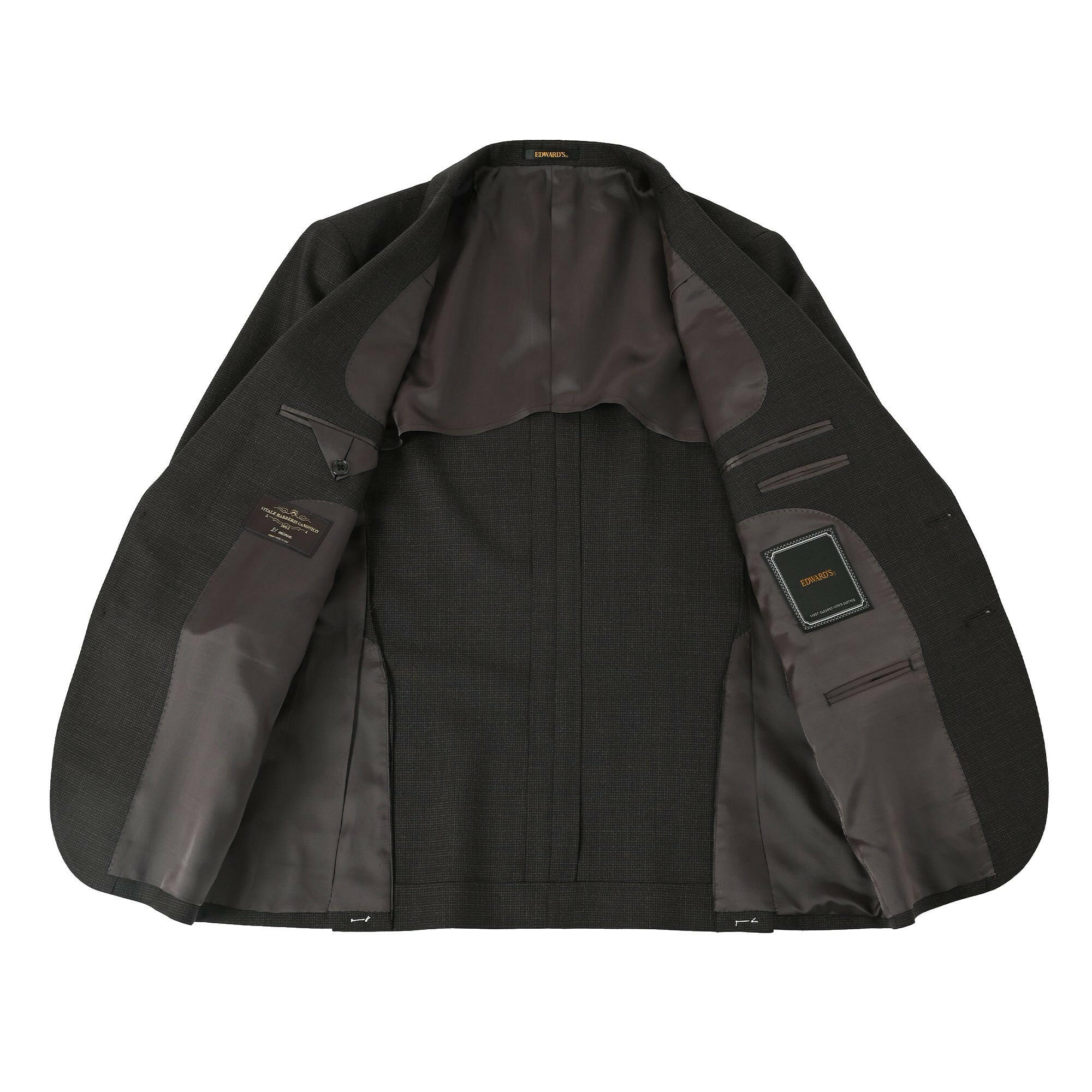 CANONICO(カノニコ)21micron 1タック スーツ マイクロハウンドトゥース / ブラウン / AB体.