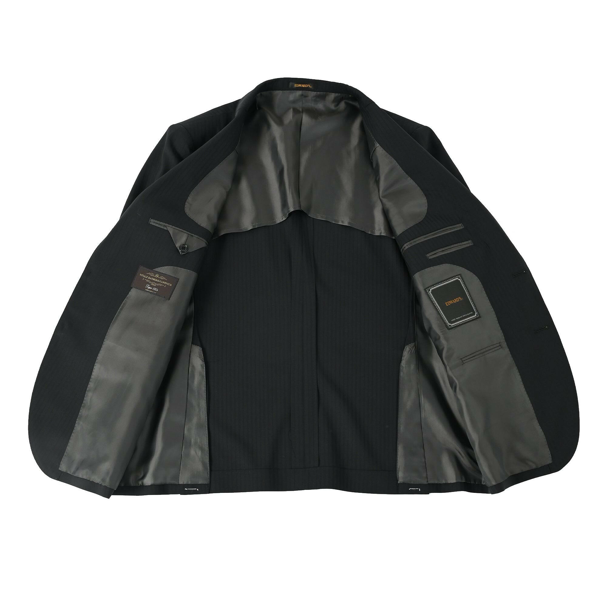 CANONICO(カノニコ)SUPER120'S 1タック スーツ シャドーチェック / ブラック / BB体.