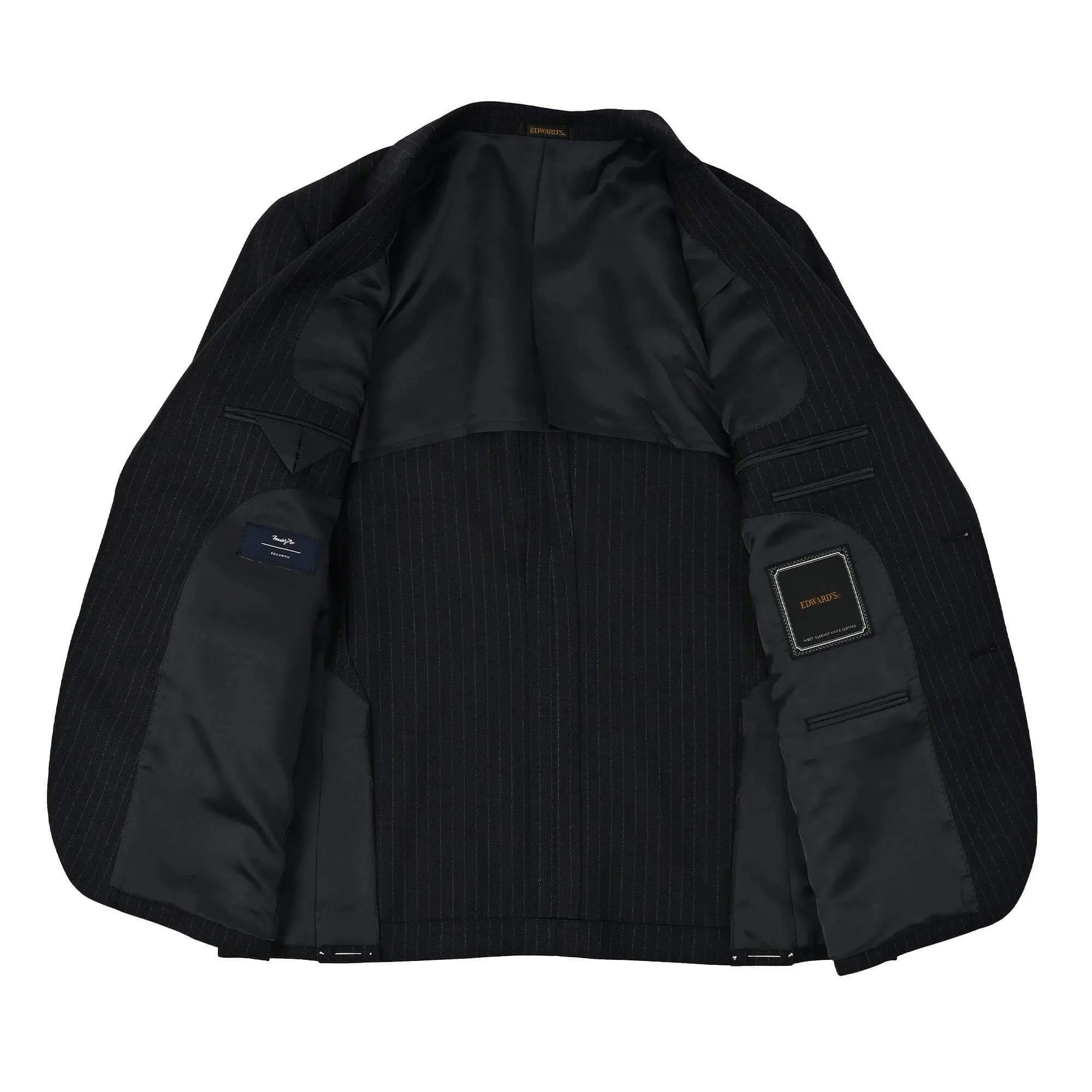 MARZOTTO ウール 1タック チョークストライプ スーツ ネイビー GS-503-D