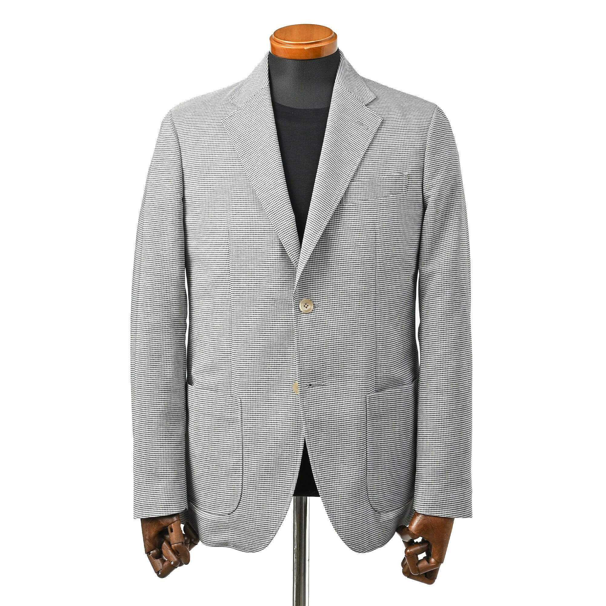 カラミ織 ストレッチ ライトウェイト ジャケット マイクロチェック グレー HJ-574-B