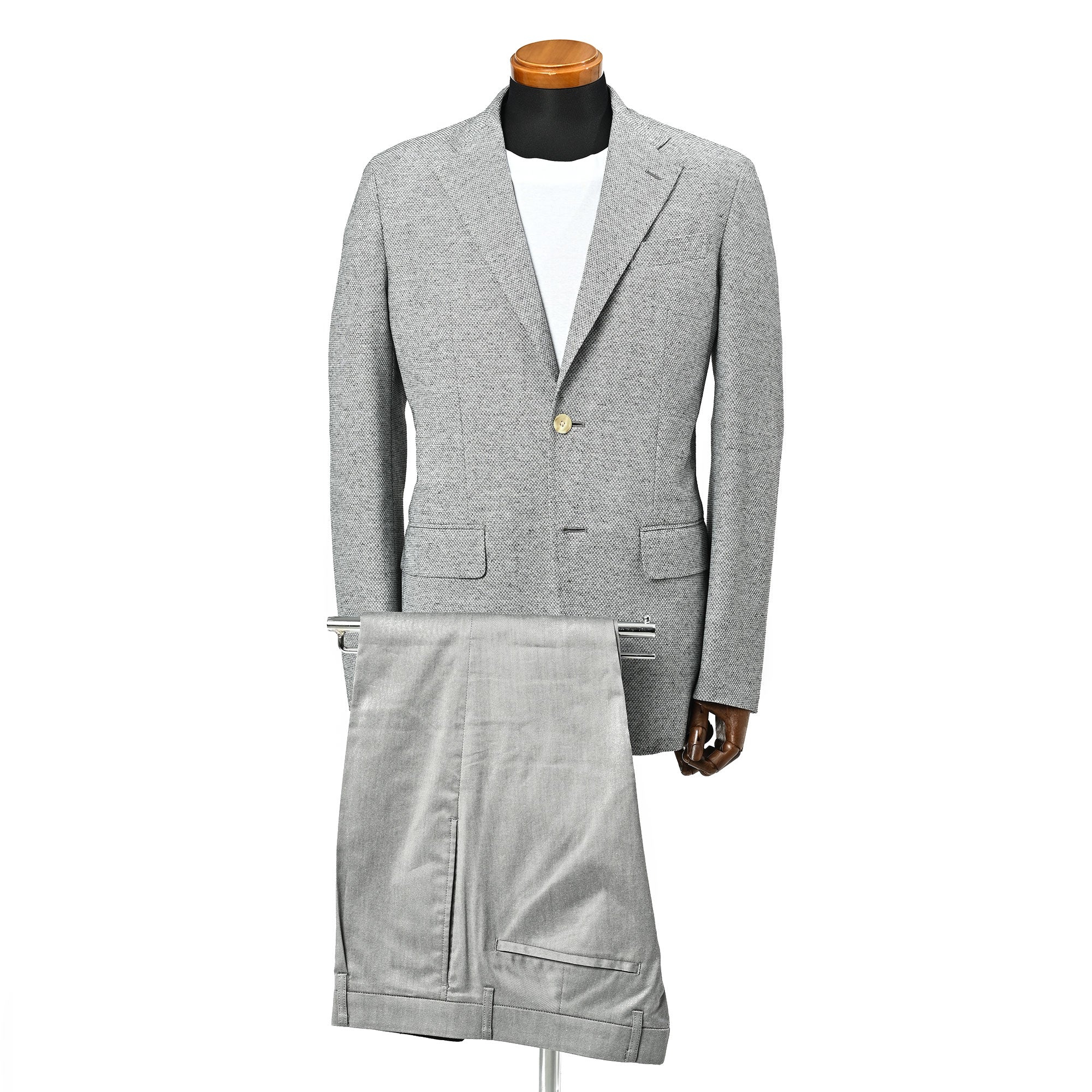 カラミ織 ウール リネン ストレッチ ライトウェイト ジャケット ミディアムグレー J-703-B