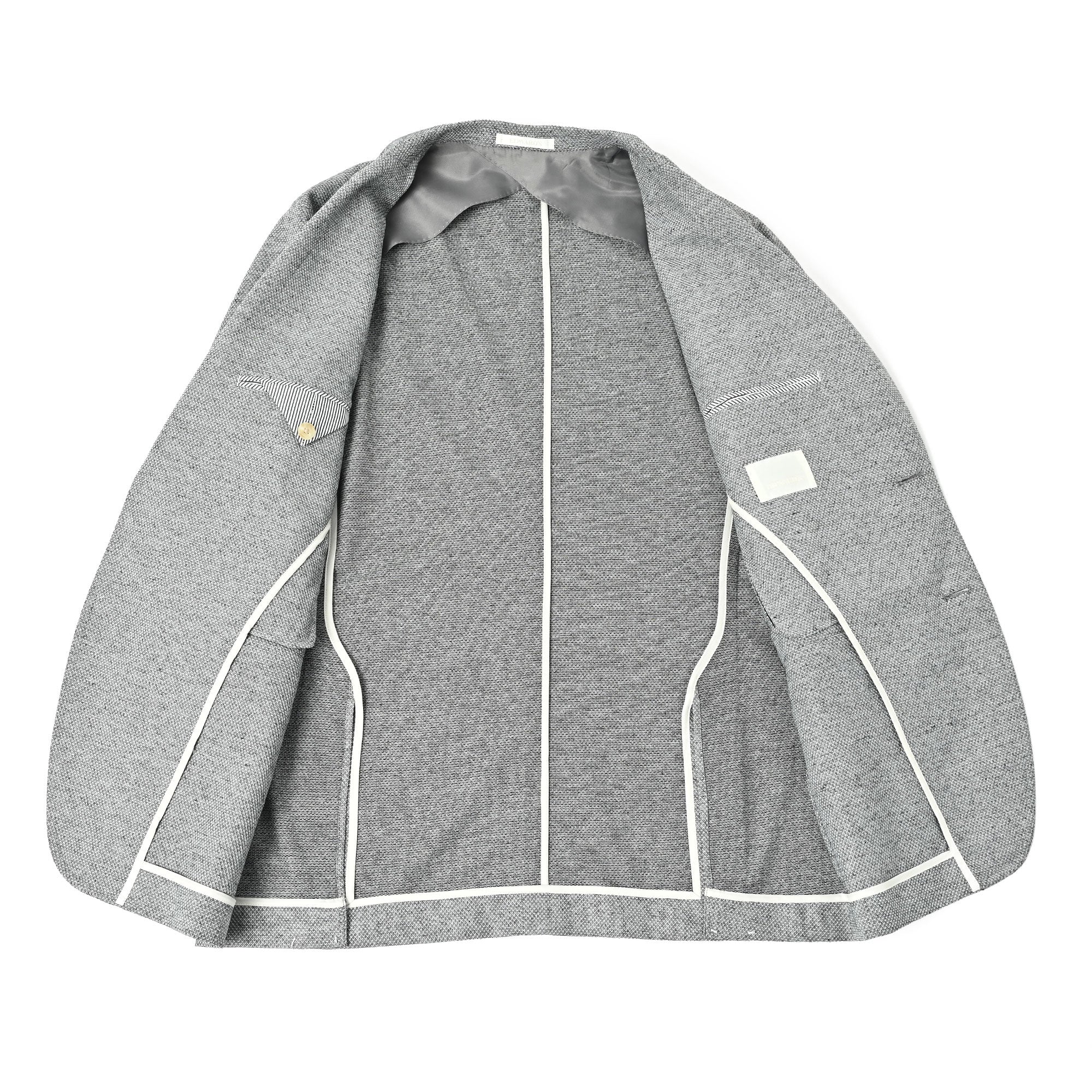 カラミ織 ウール リネン ストレッチ ライトウェイト ジャケット ミディアムグレー J-703-B