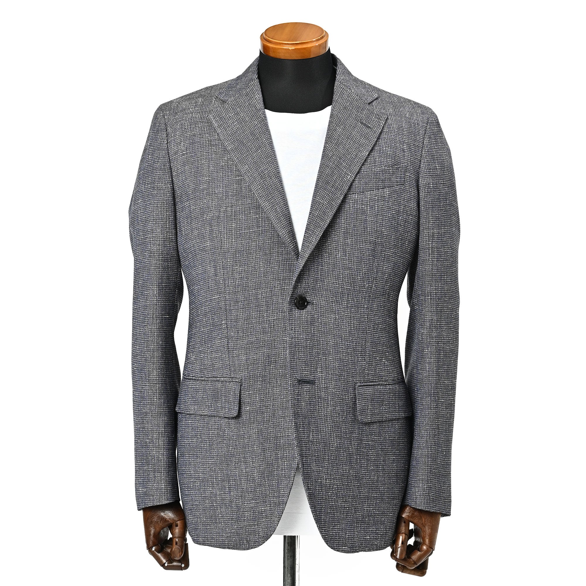 Paulo de Oliveira BASKET ウール リネン混 ストレッチ ライトウェイト ジャケット ダークブラウン J-704-G