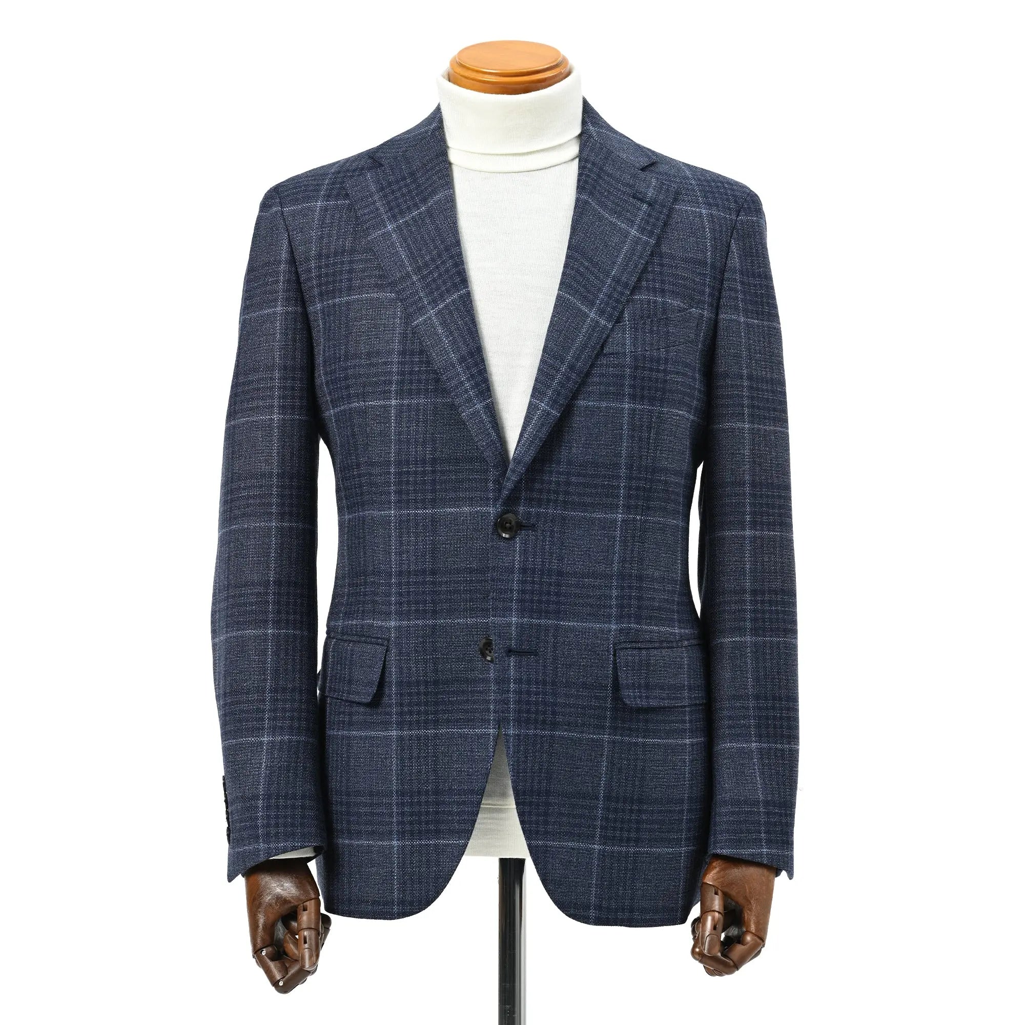 Loro Piana ZELANDER ウールジャケット チェック柄 ネイビーブルー｜J