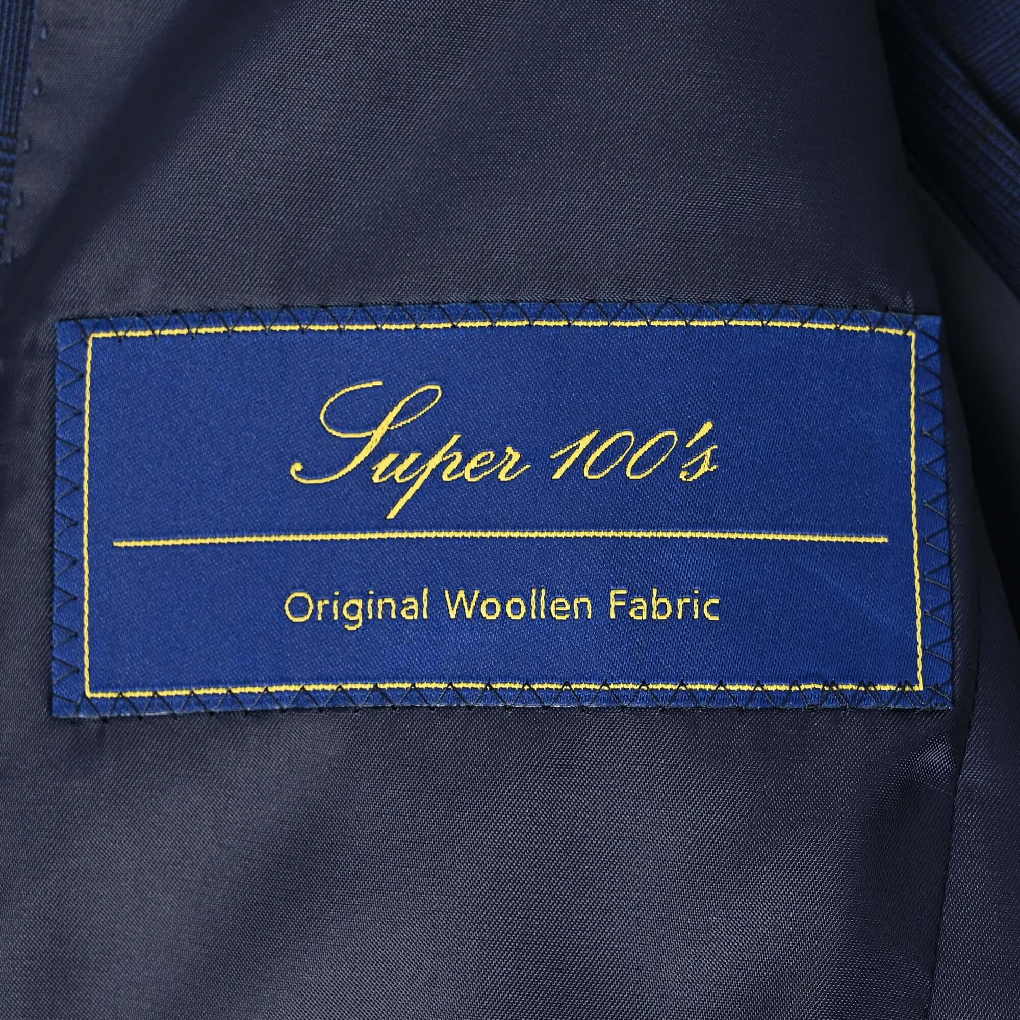 Super100'S ウール 1タック スーツ グレンチェック インクブルー S-702-E