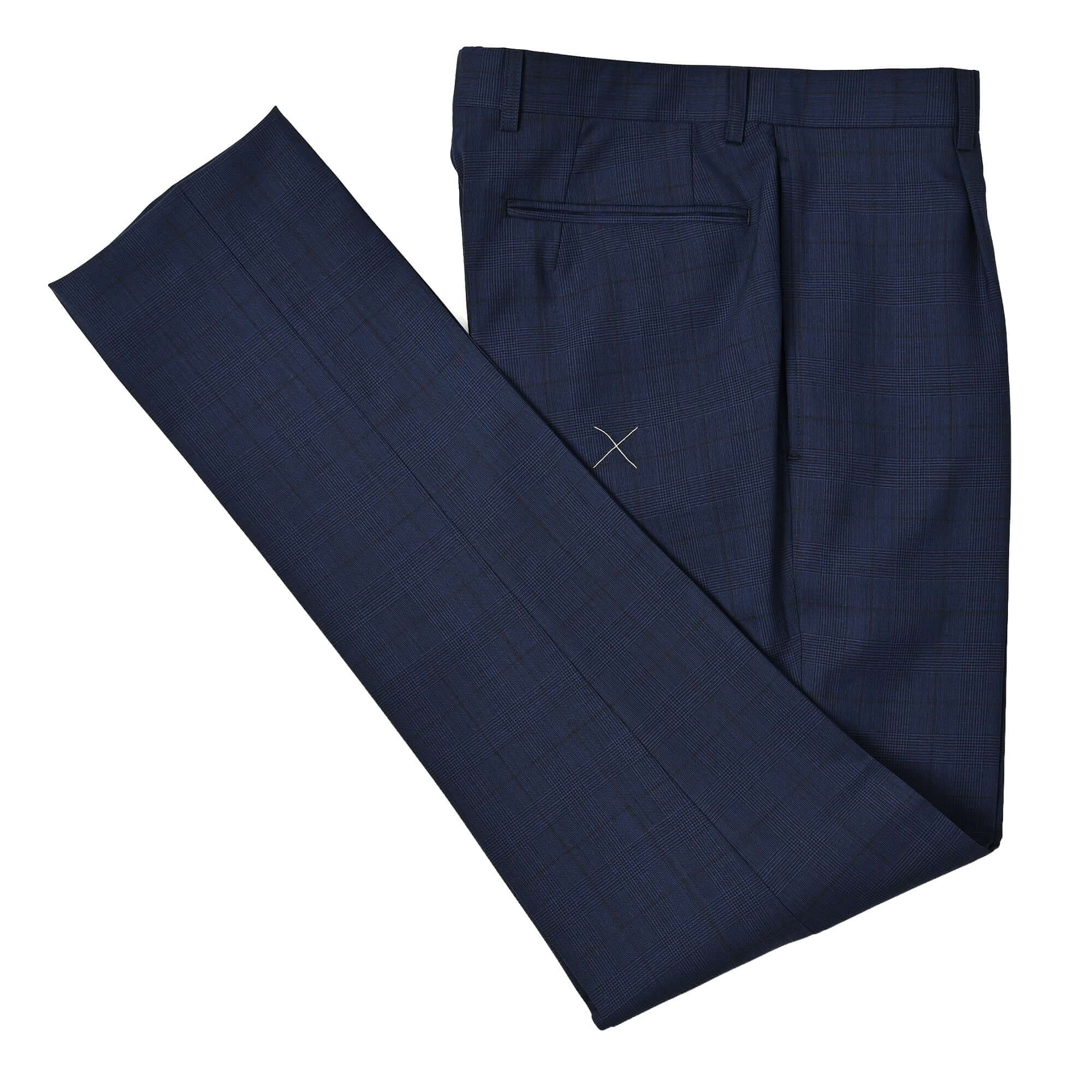 Super100'S ウール 1タック スーツ グレンチェック インクブルー S-702-E