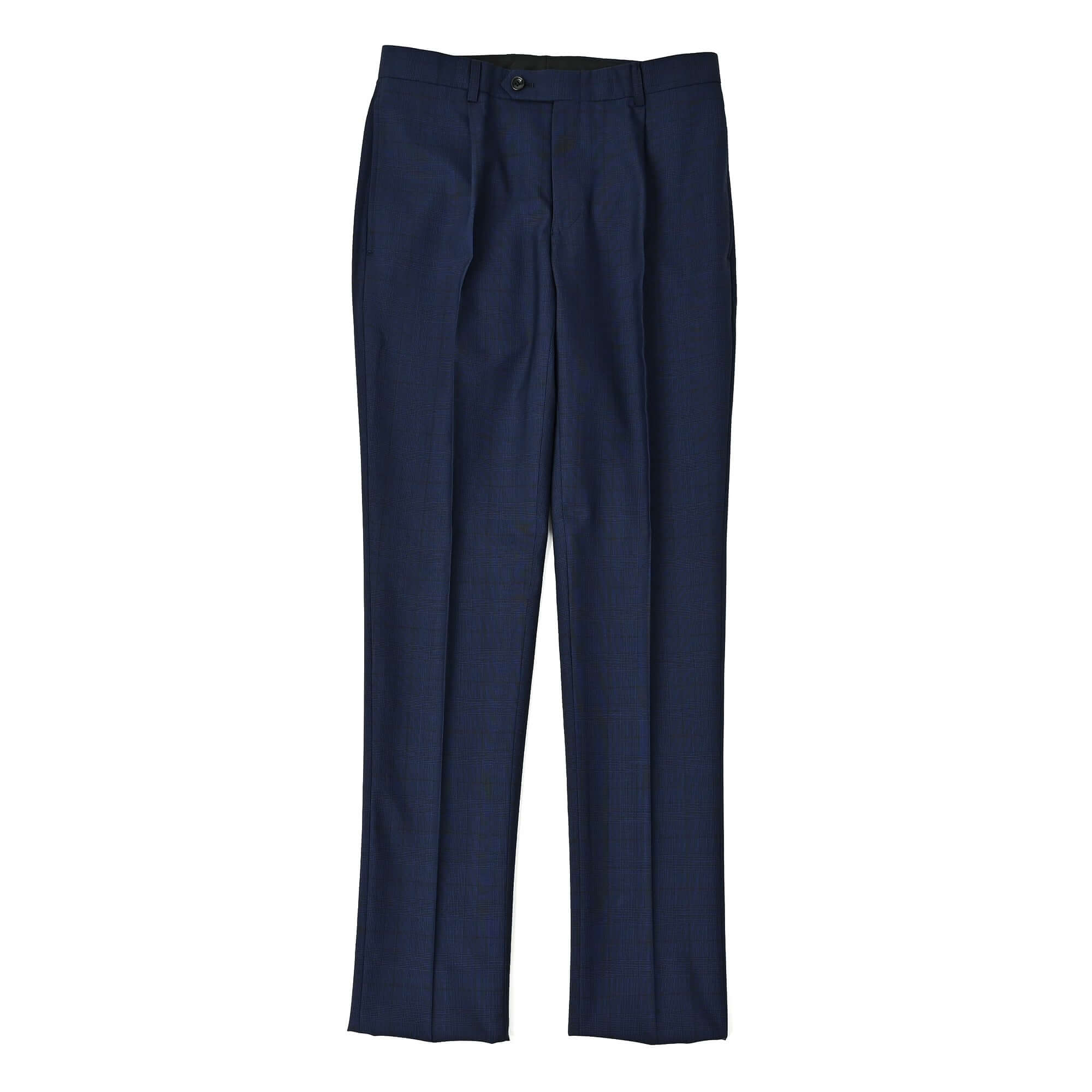 Super100'S ウール 1タック スーツ グレンチェック インクブルー S-702-E