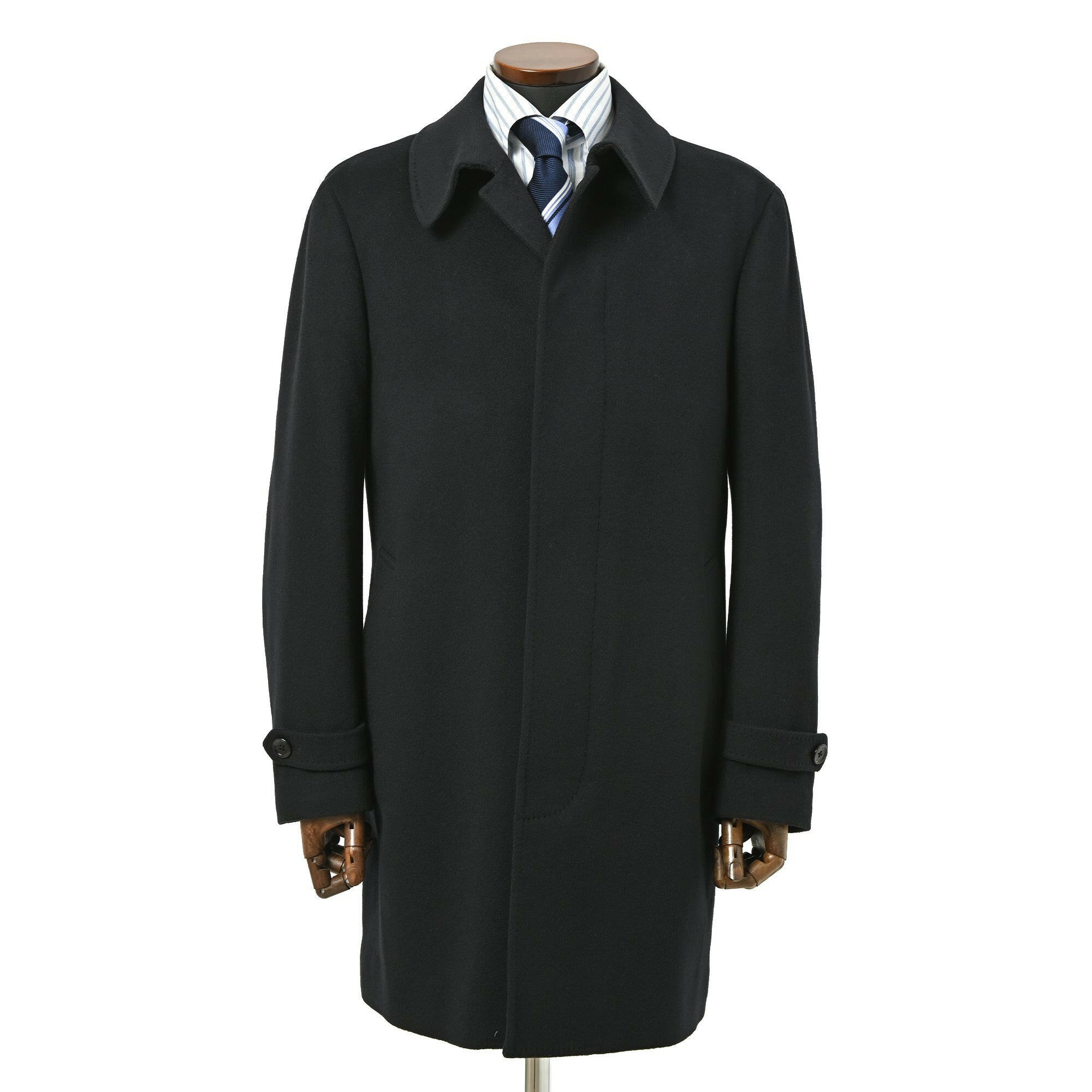 MTR ピュアカシミヤ100% ステンカラーコート ダークネイビー W-014-D