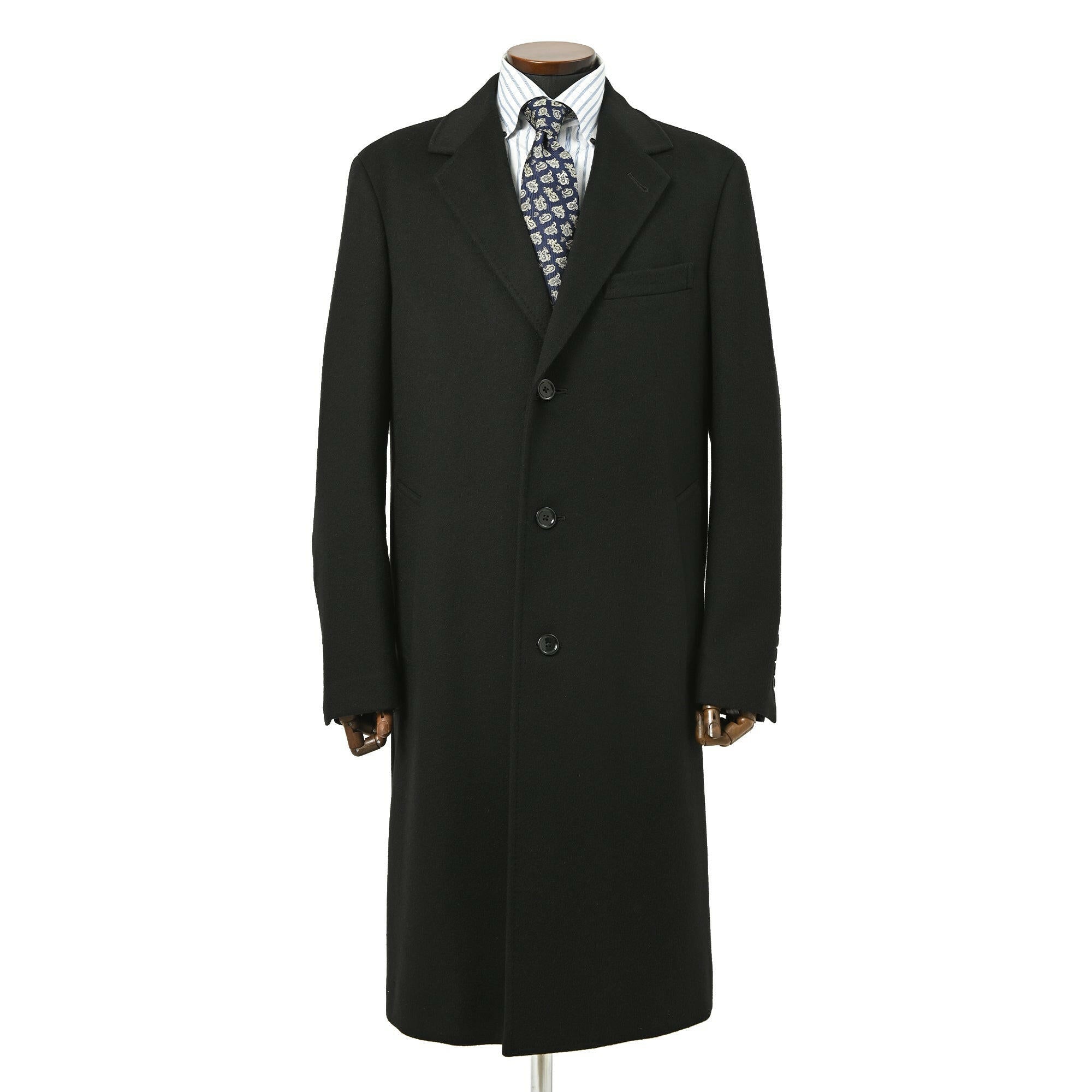 PIACENZA(ピアツェンツァ)カシミヤ チェスター フィールド コート / ブラック / S,M,L.