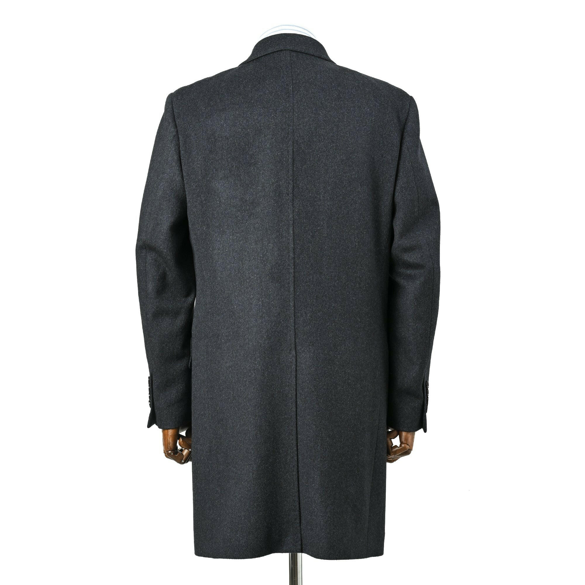 EDWARD'S - SUPER120'S ウール カシミヤ チェスターフィールドコート / ブルー / S,M,L,LL,XL.