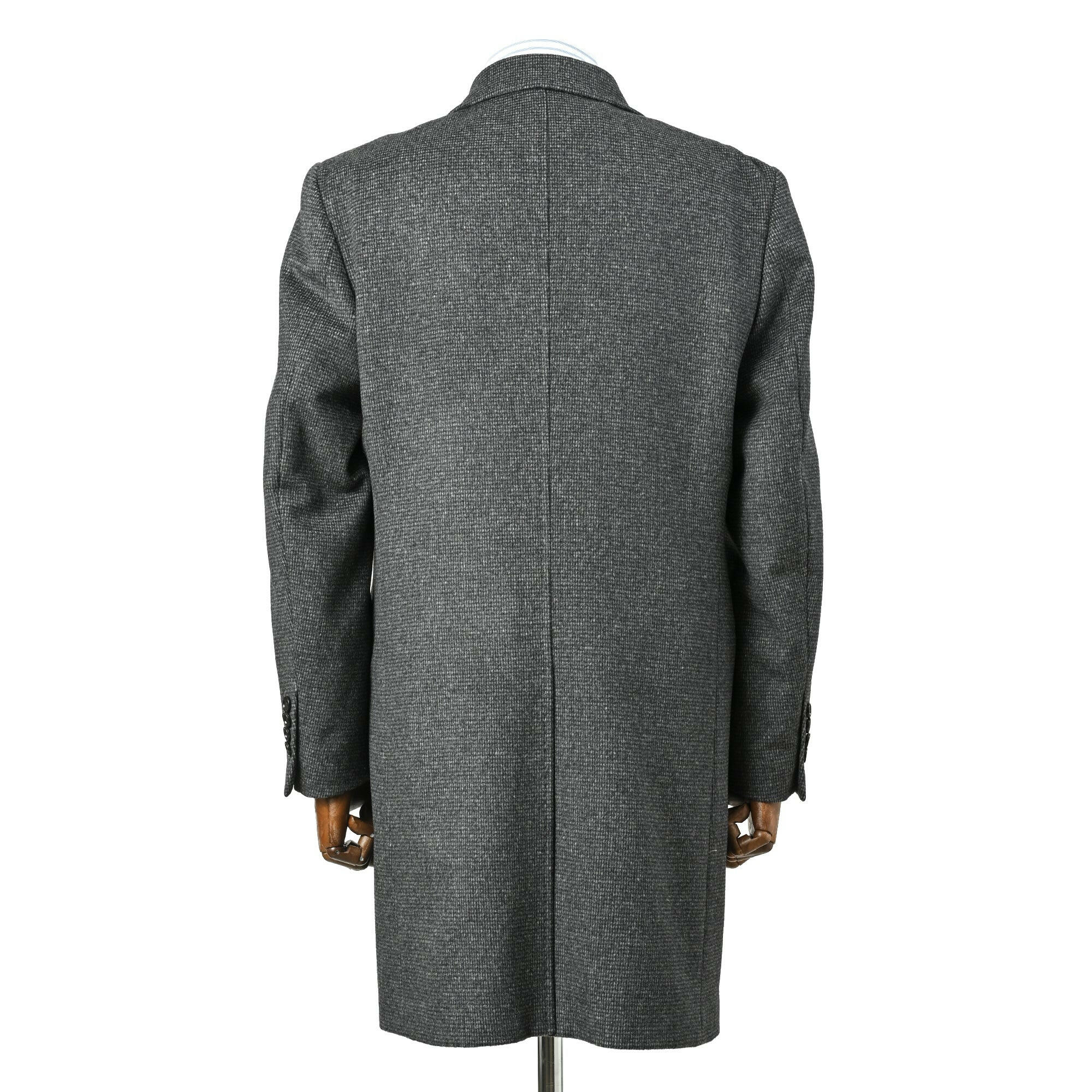 EDWARD'S - SUPER120'S ウール アンゴラ チェスターフィールドコート マイクロチェック / ミディアムグレー /S,M,L,LL,XL.