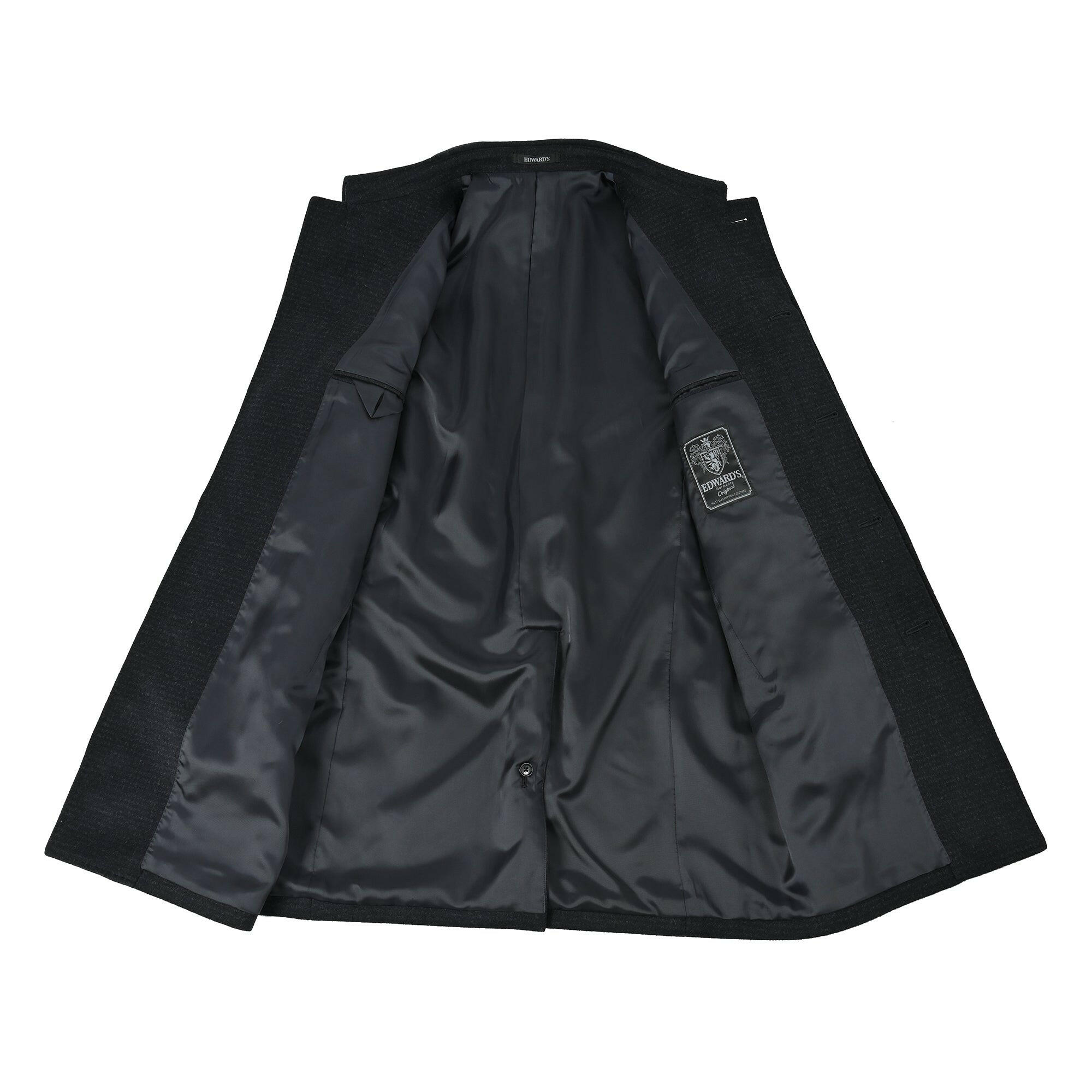 EDWARD'S - SUPER120'S ウール カシミヤ ステンカラーコート / ダークネイビー / S,M,L,LL,XL/w-203.