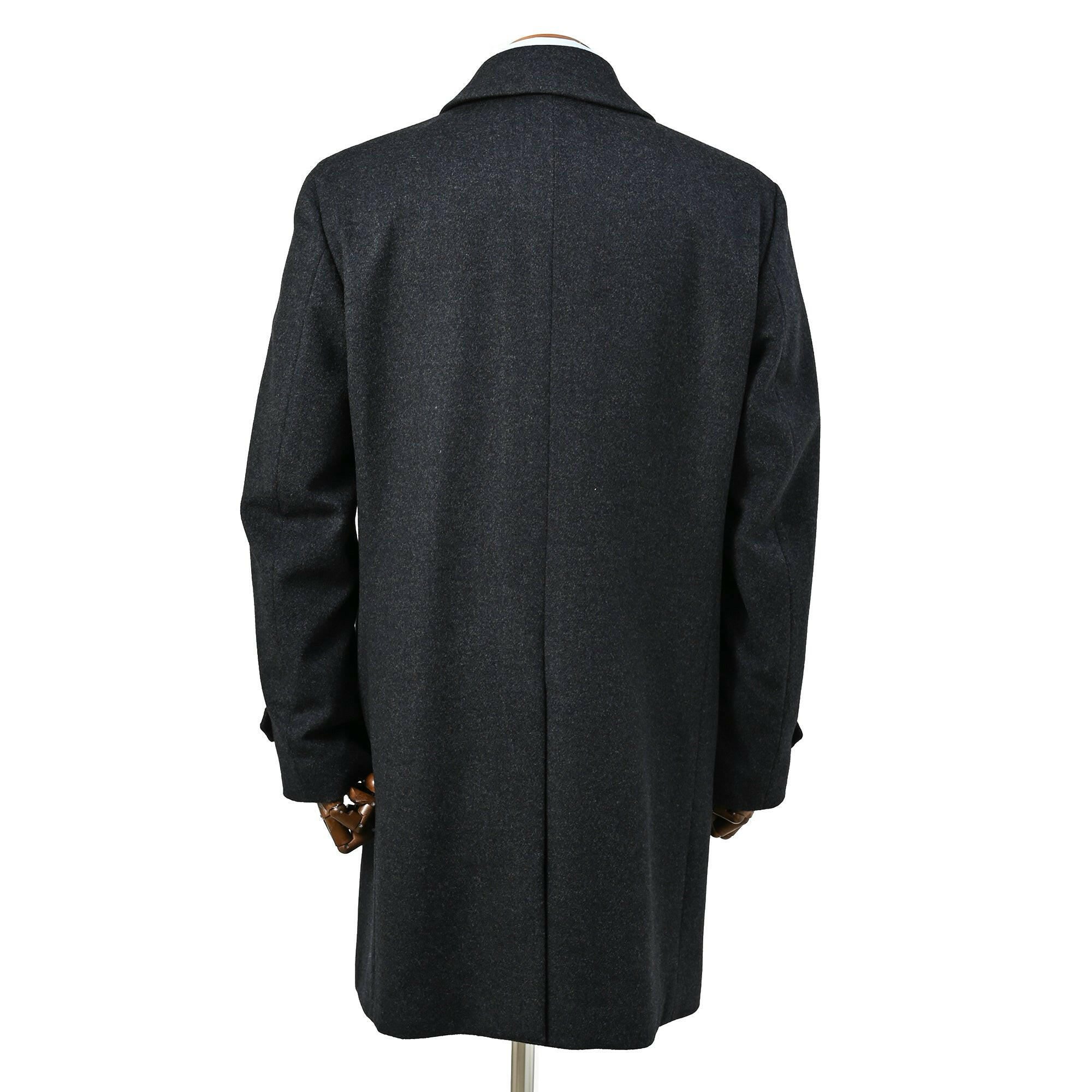 EDWARD'S - SUPER120'S ウール カシミヤ ステンカラーコート / ダークネイビー / S,M,L,LL,XL.