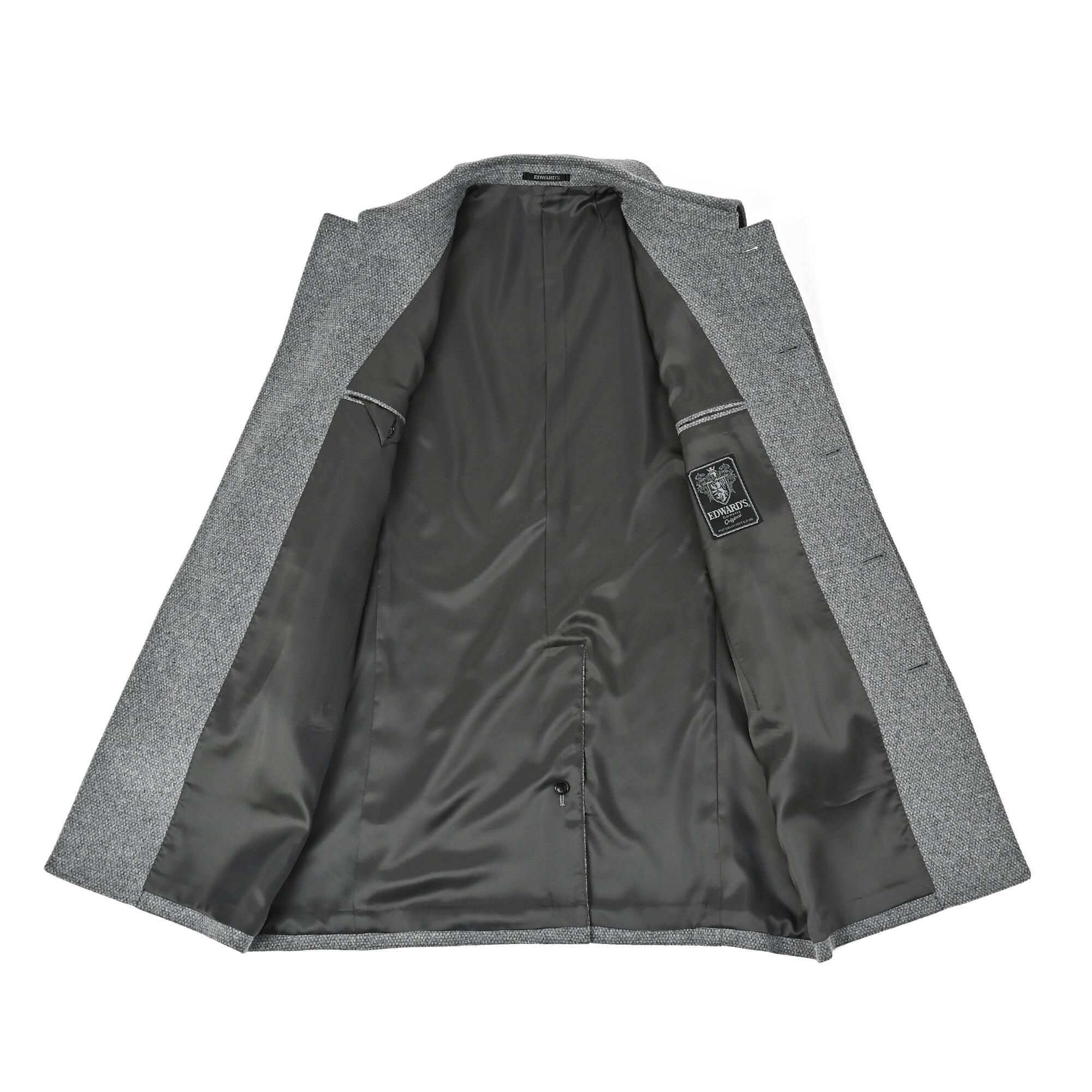 SUPER120'S ウール アンゴラ ステンカラー コート / グレー / S,M,L,LL,XL.