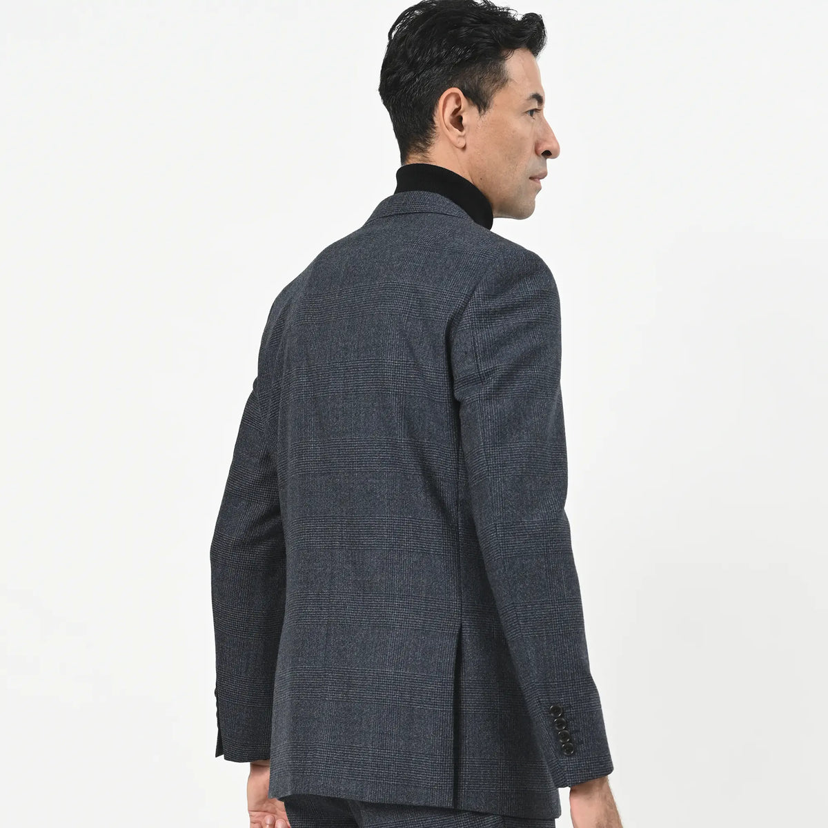 4PLY ウールワンタックスーツ グレンチェック ブルーグレー S-803