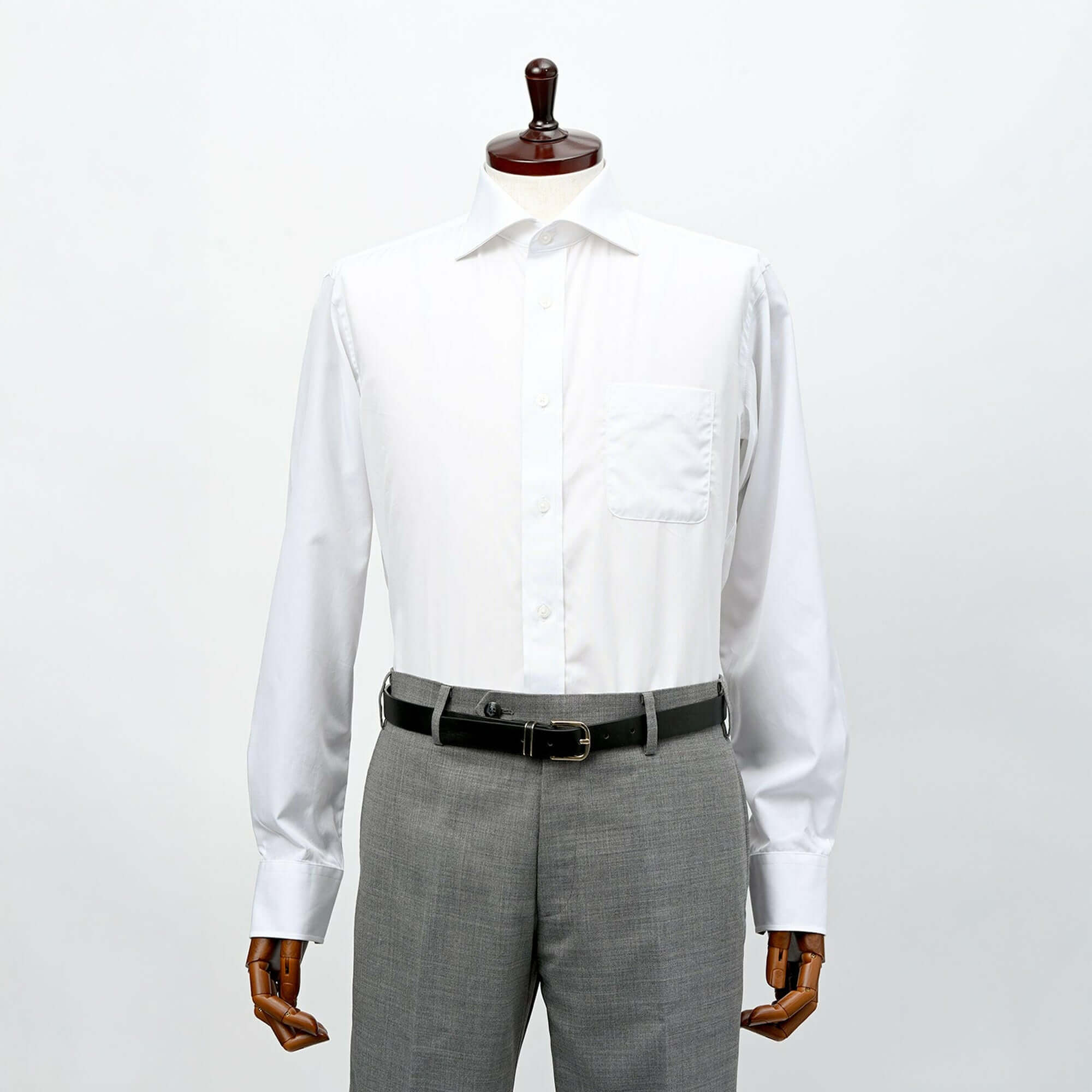 セミワイドカラー ドレス シャツ (140番双糸) ホワイト D-900-Y