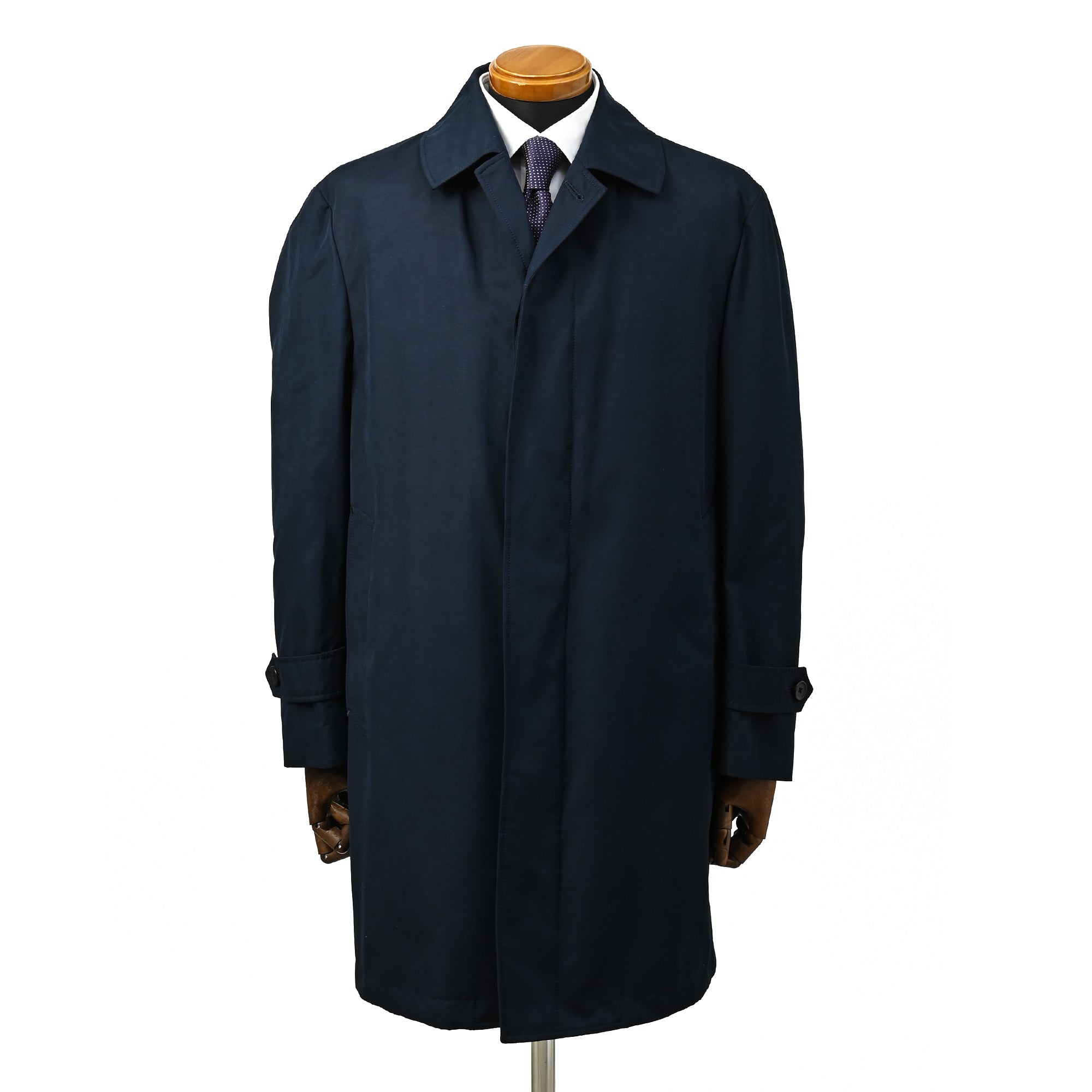 QUOISM HEAT ライナー ステンカラーコート ダークネイビー C-603-D