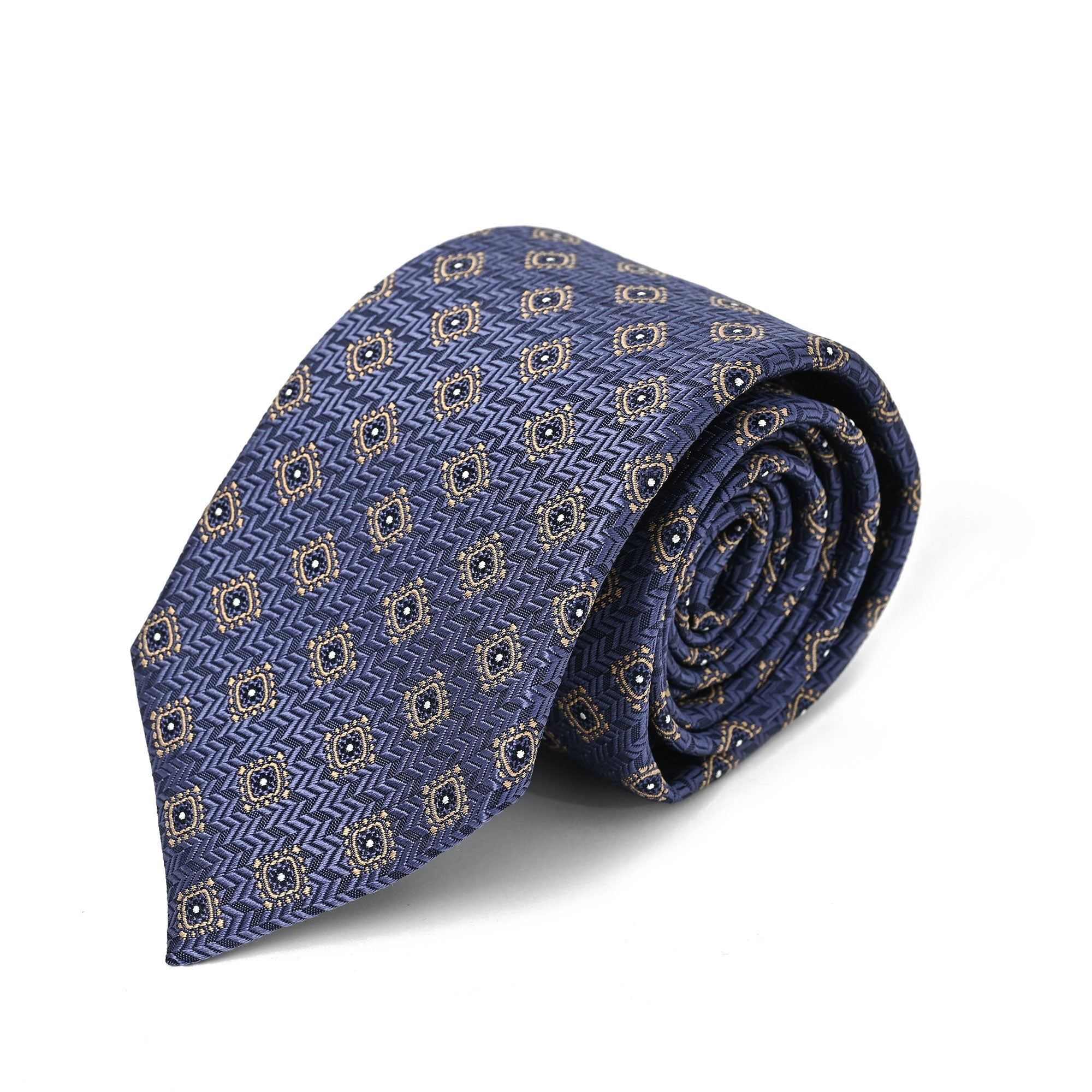 小紋柄 シルク ネクタイ ネイビー