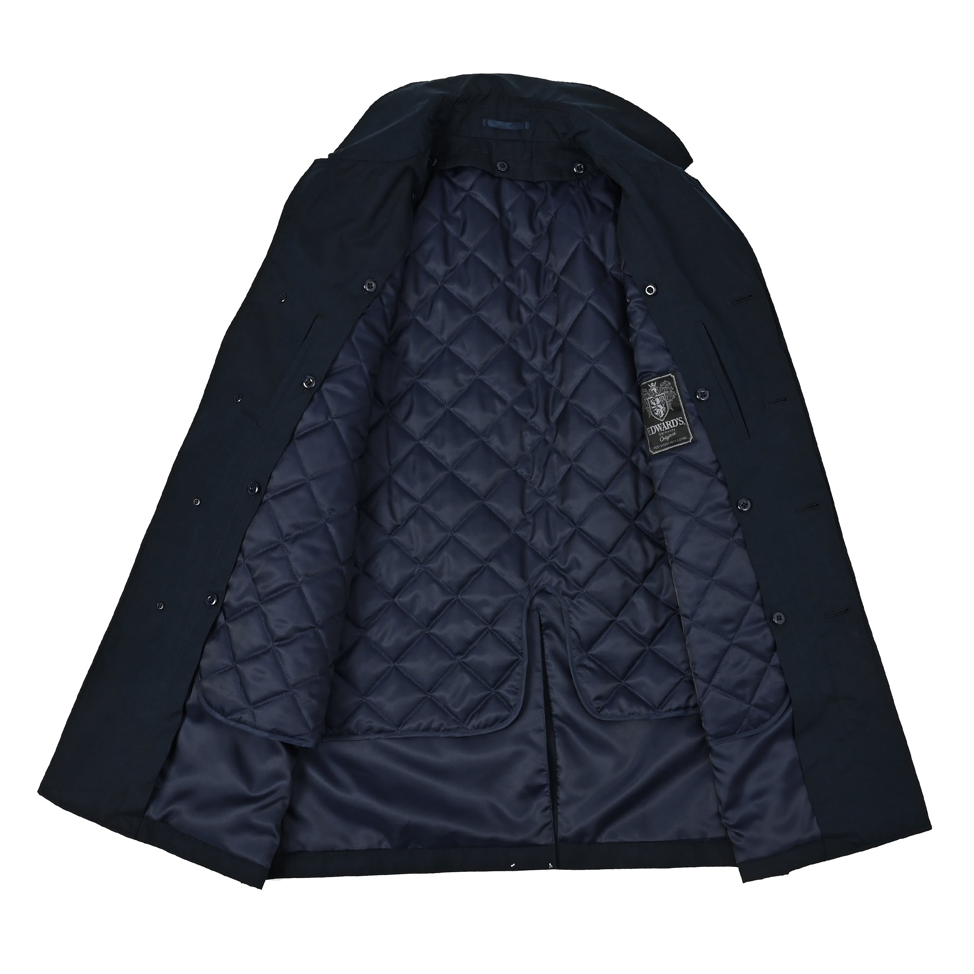 QUOISM HEAT ライナー ステンカラーコート ダークネイビー C-603-D