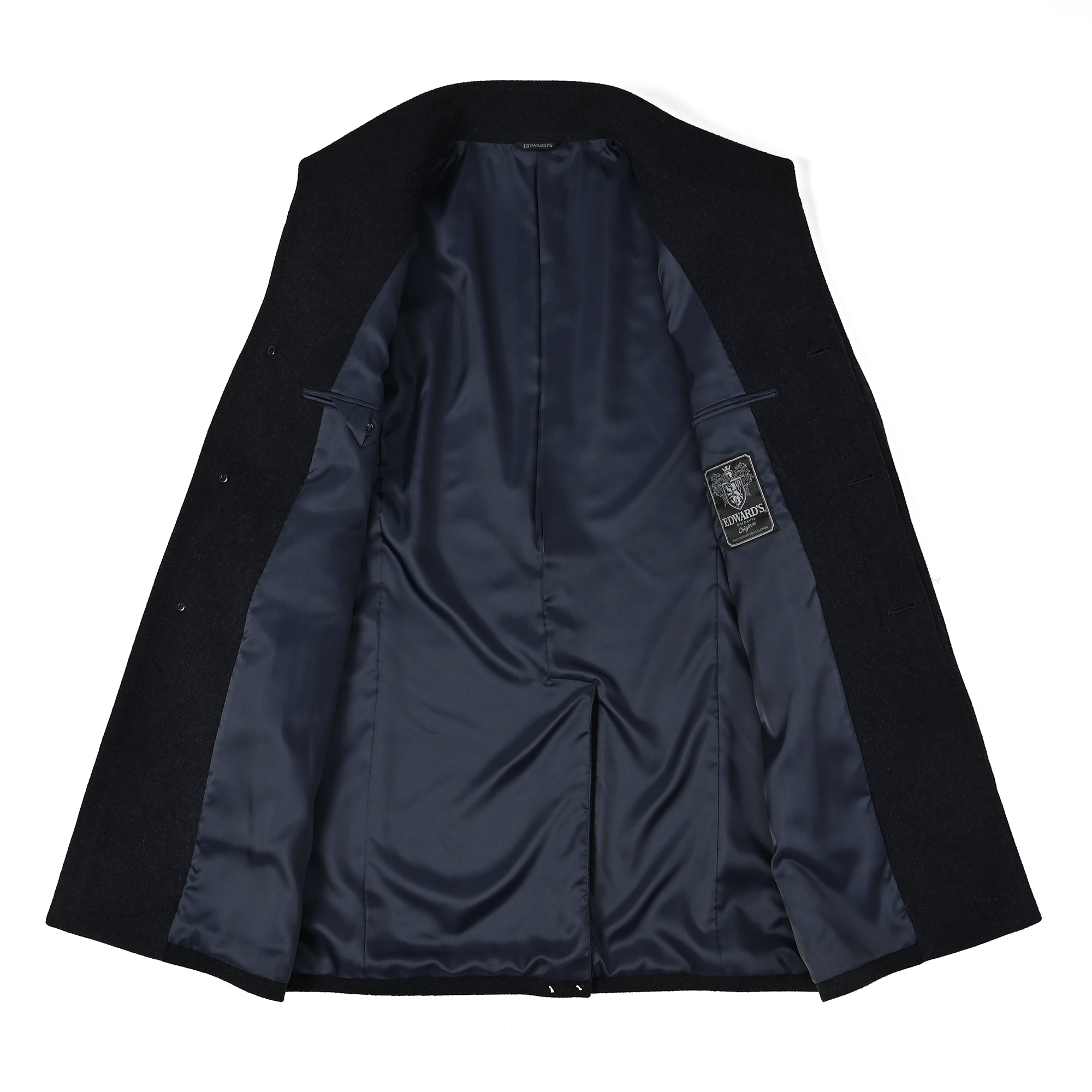 ウールカシミヤブレンド Super120'S スタンドカラーコート ダークネイビー W-602-D