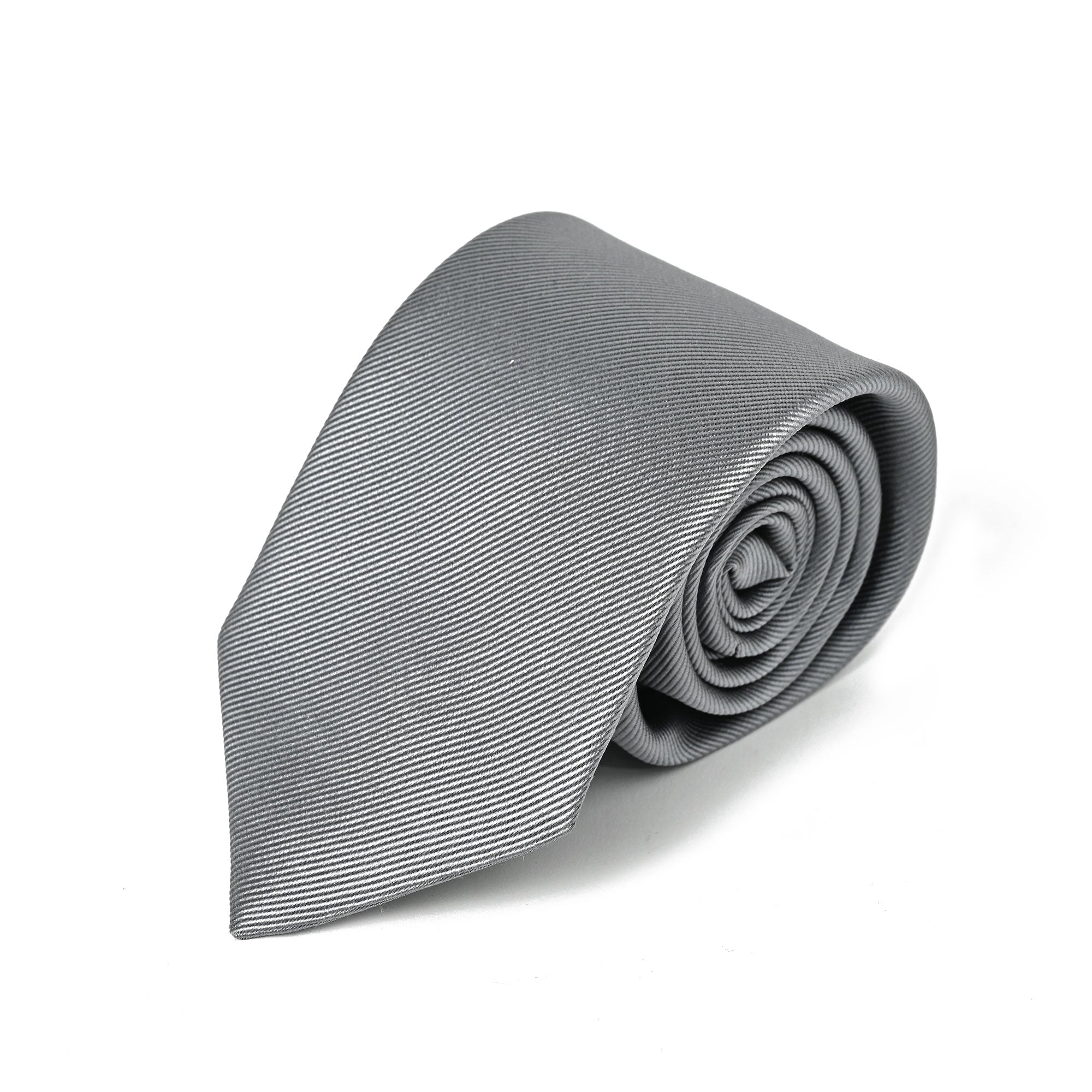 シャドーストライプ シルク ネクタイ シルバー