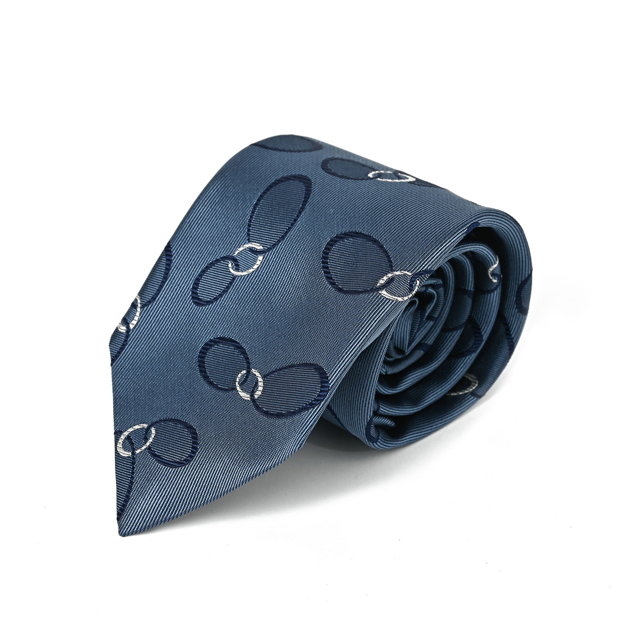 デザイン柄 シルク ネクタイ ブルー