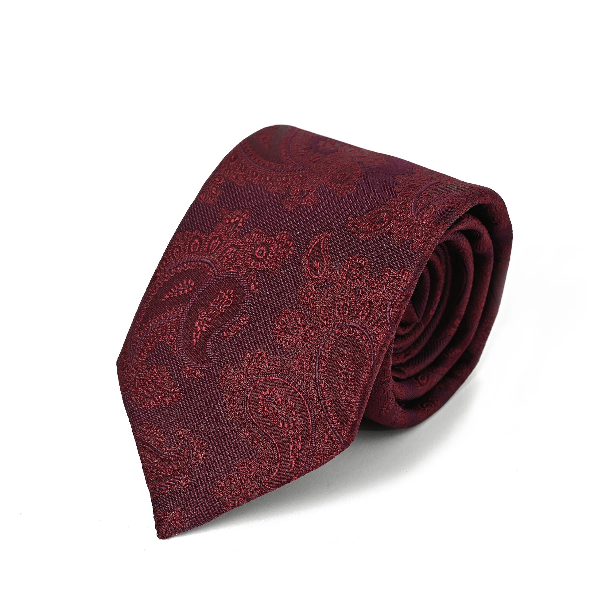 ペイズリー シルク ネクタイ ワインレッド