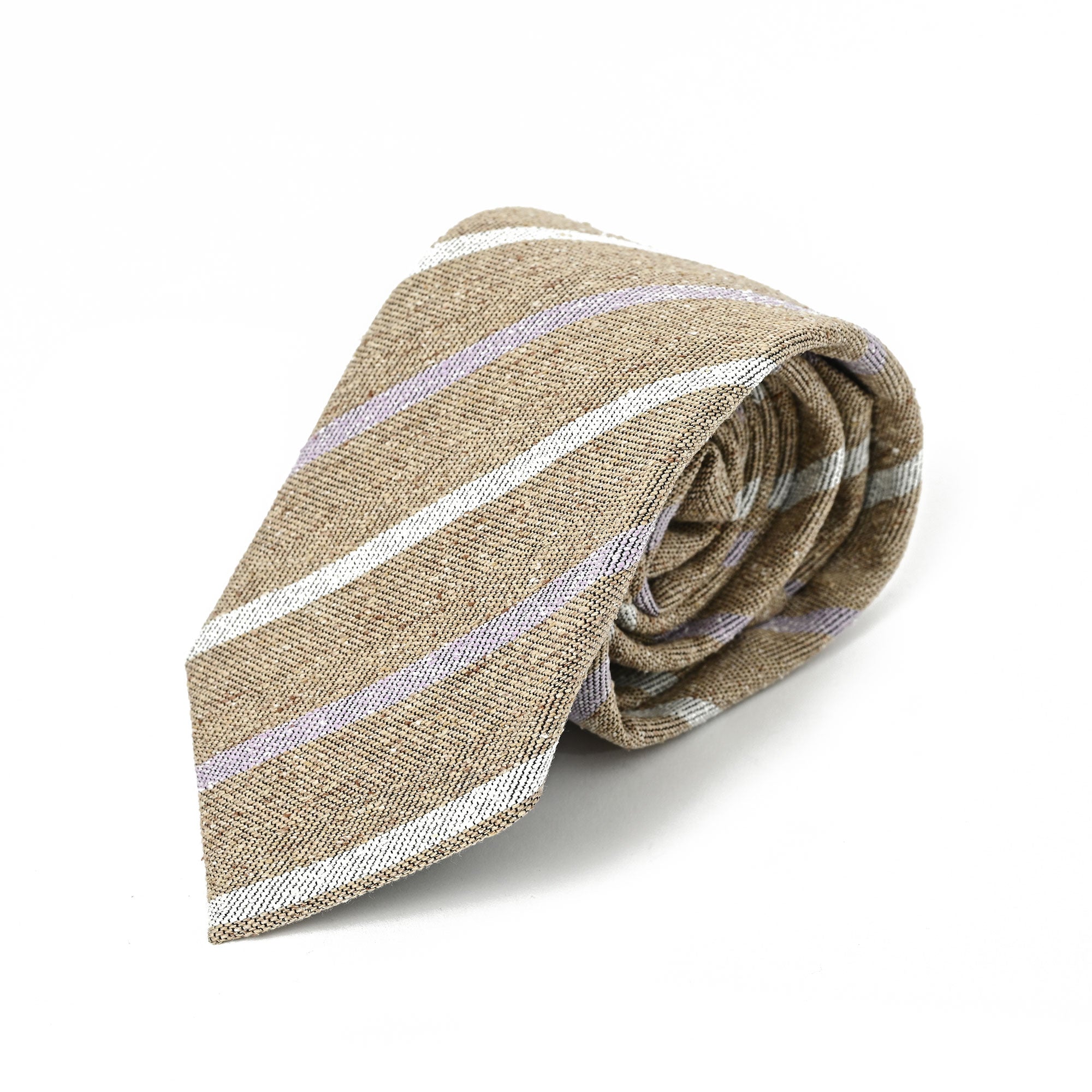 レジメンタル ストライプ シルク ネクタイ ベージュ